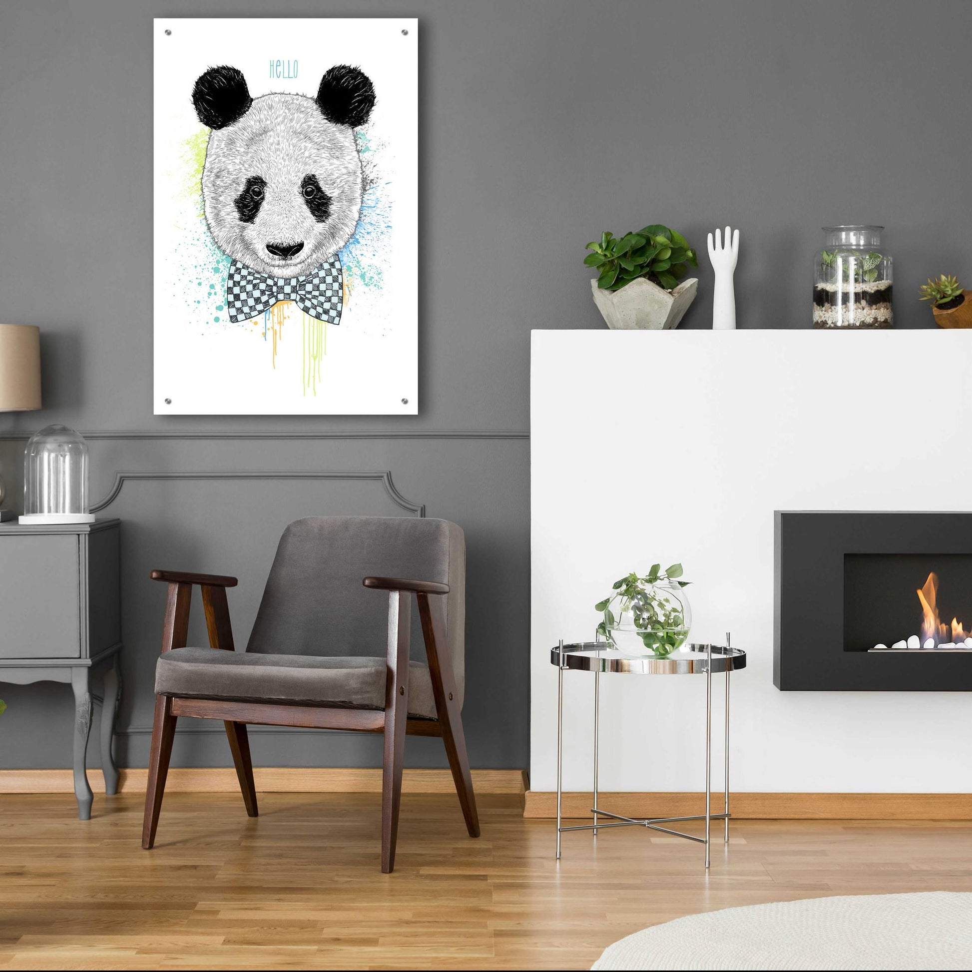 Epic Art 'Hello Panda' by Rachel Caldwell, Acrylic Glass Wall Art,24x36