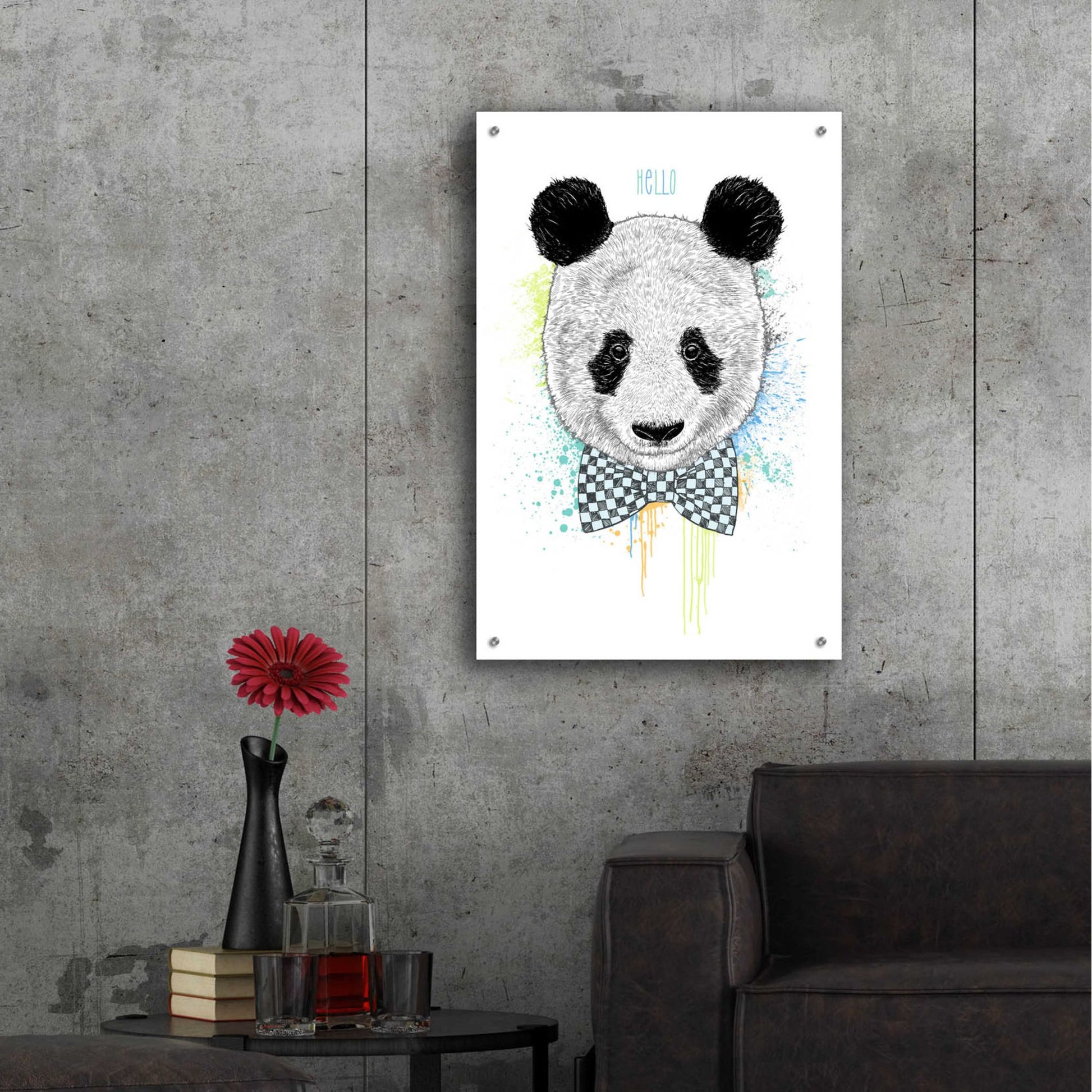 Epic Art 'Hello Panda' by Rachel Caldwell, Acrylic Glass Wall Art,24x36