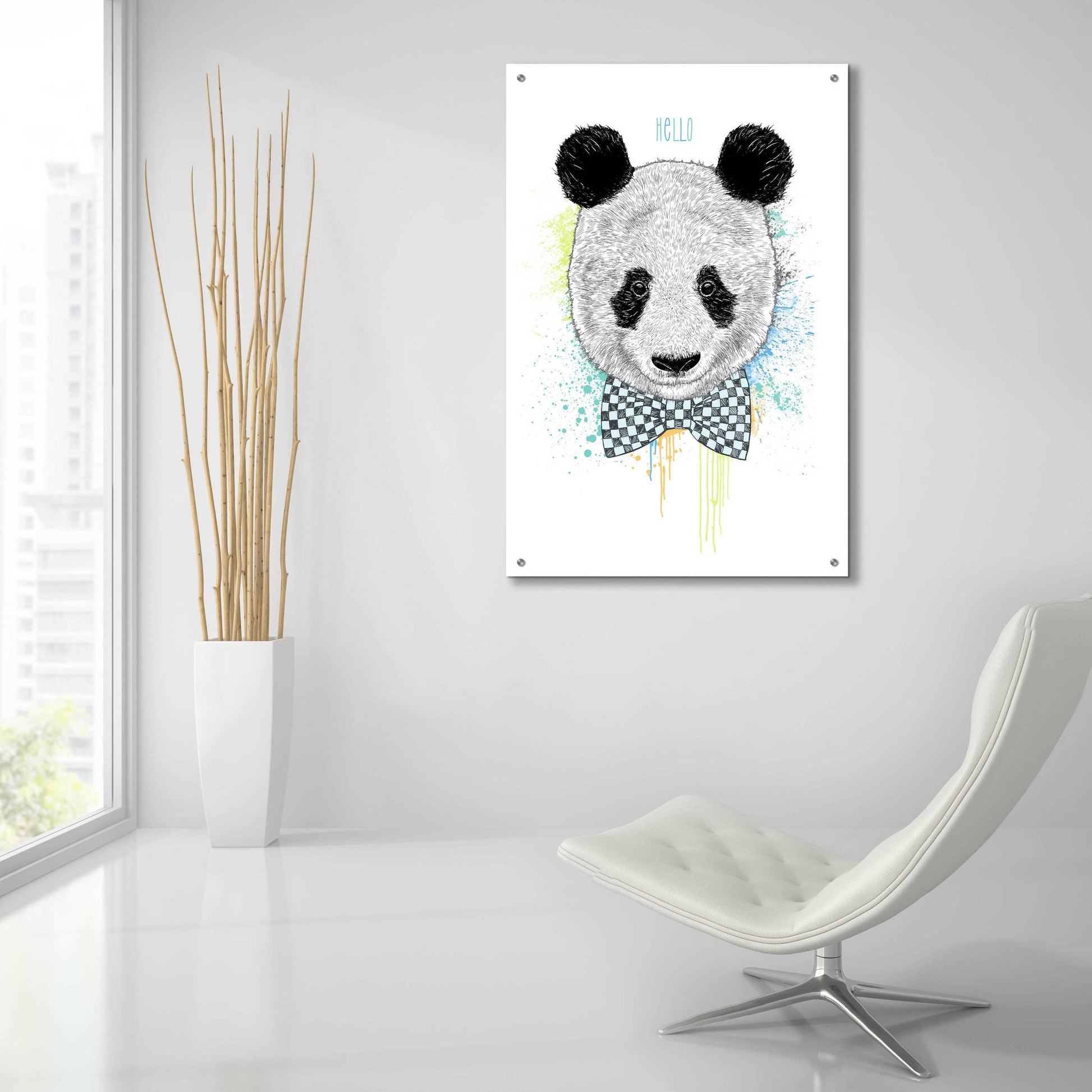 Epic Art 'Hello Panda' by Rachel Caldwell, Acrylic Glass Wall Art,24x36