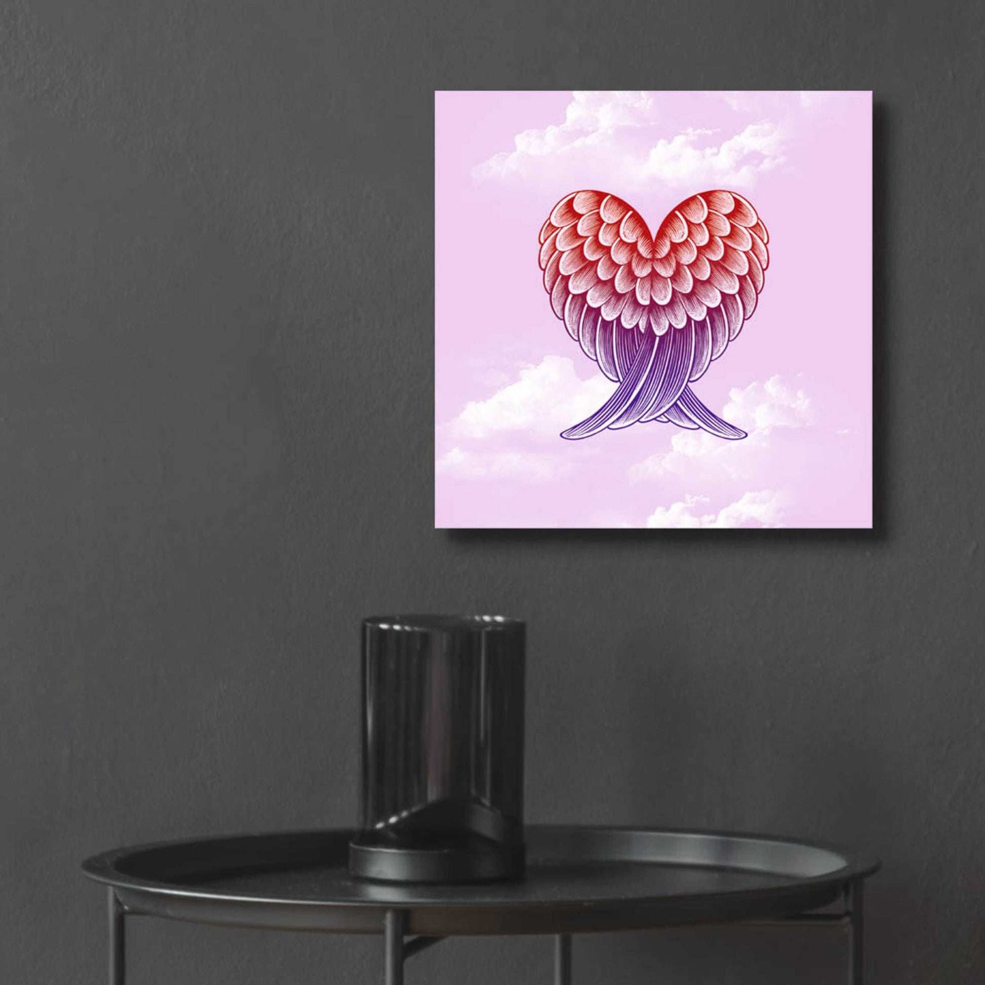 Epic Art 'Heart Wings Pink Sky' by Rachel Caldwell, Acrylic Glass Wall Art,12x12