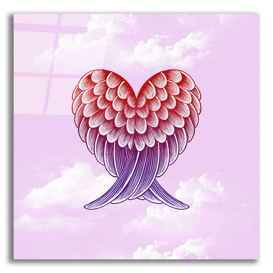 Epic Art 'Heart Wings Pink Sky' by Rachel Caldwell, Acrylic Glass Wall Art