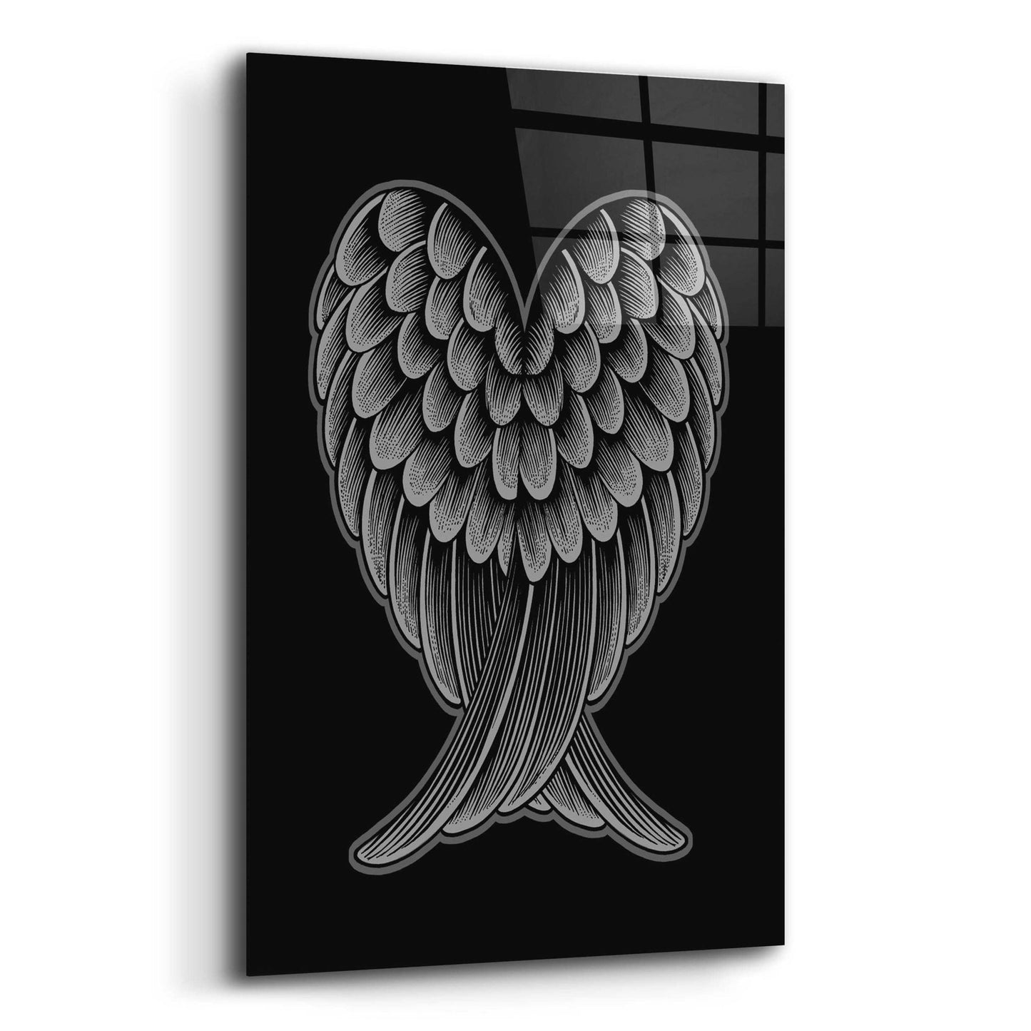 Epic Art 'Heart Wings On Black' by Rachel Caldwell, Acrylic Glass Wall Art,12x16