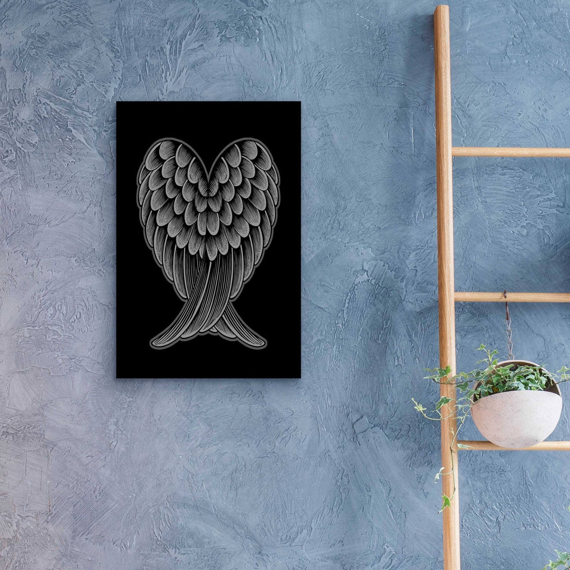 Epic Art 'Heart Wings On Black' by Rachel Caldwell, Acrylic Glass Wall Art,16x24