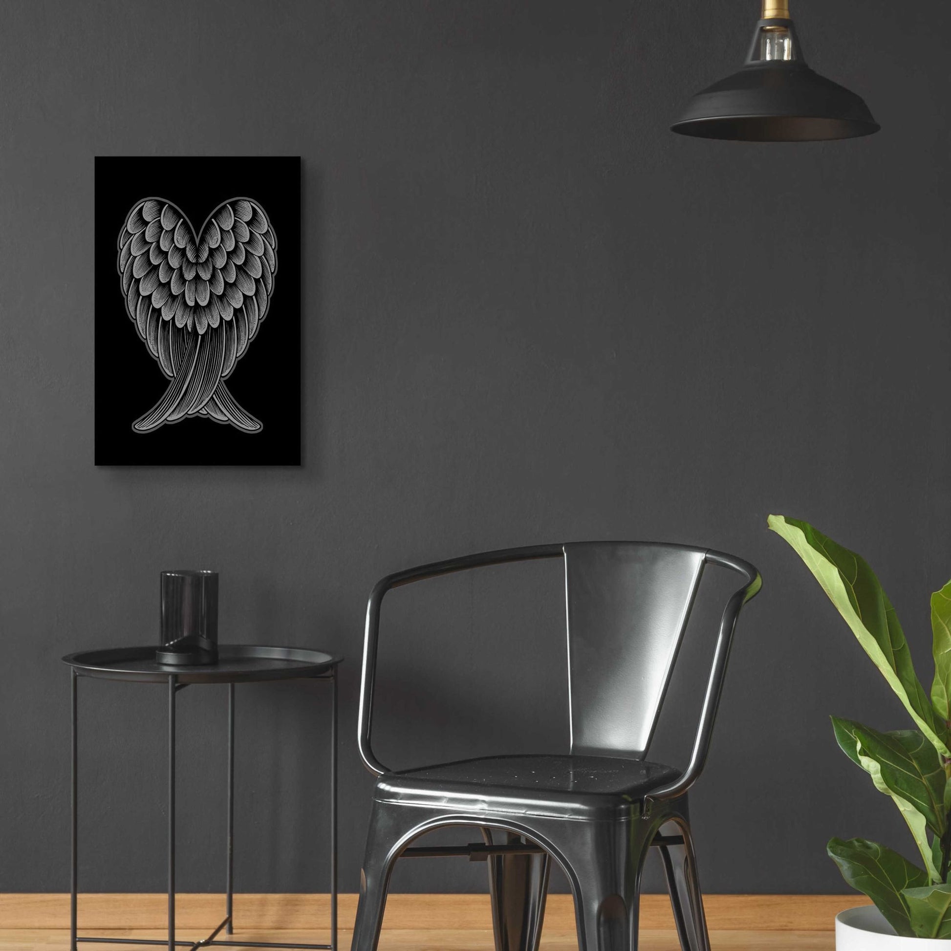 Epic Art 'Heart Wings On Black' by Rachel Caldwell, Acrylic Glass Wall Art,16x24