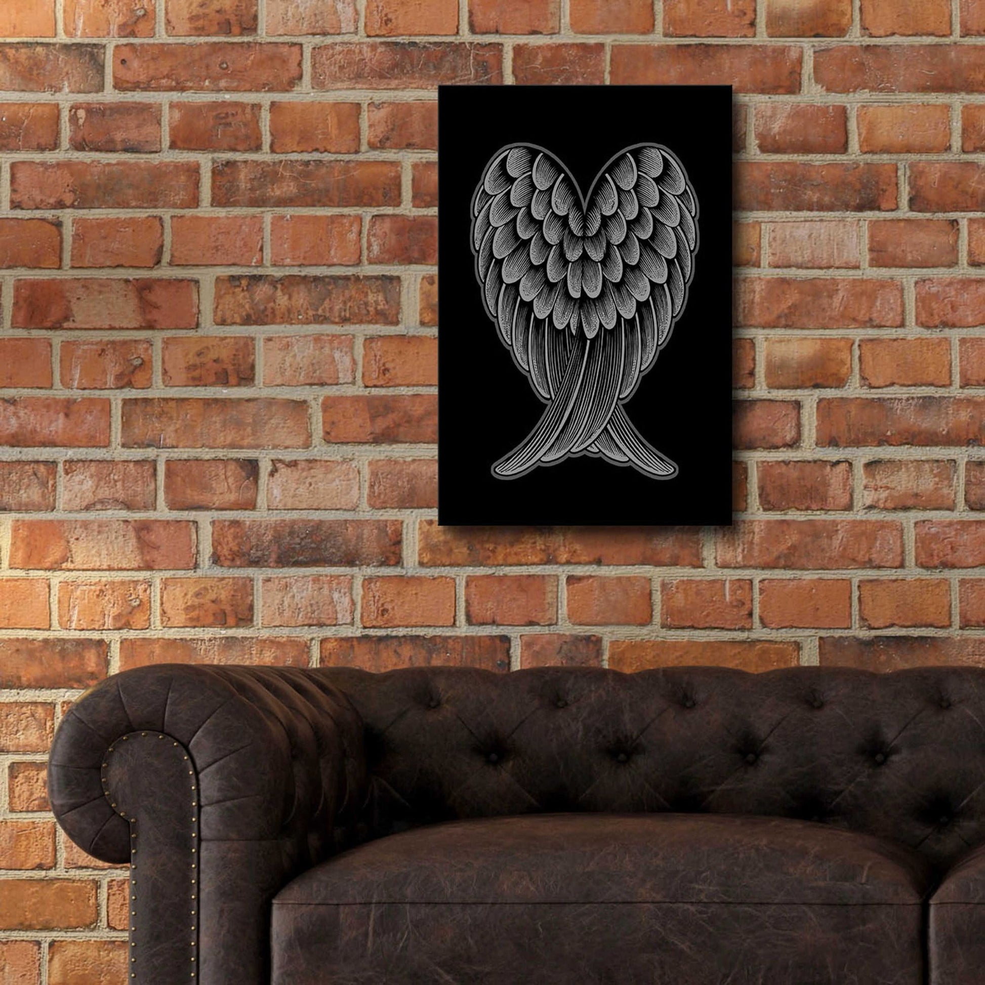 Epic Art 'Heart Wings On Black' by Rachel Caldwell, Acrylic Glass Wall Art,16x24