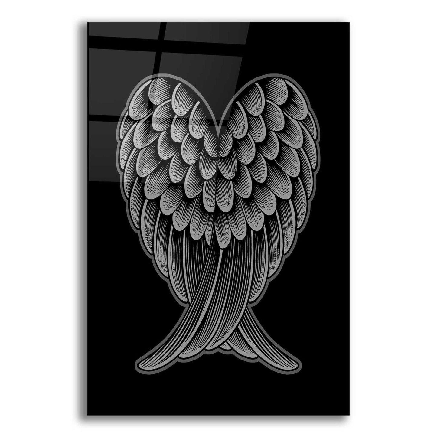 Epic Art 'Heart Wings On Black' by Rachel Caldwell, Acrylic Glass Wall Art