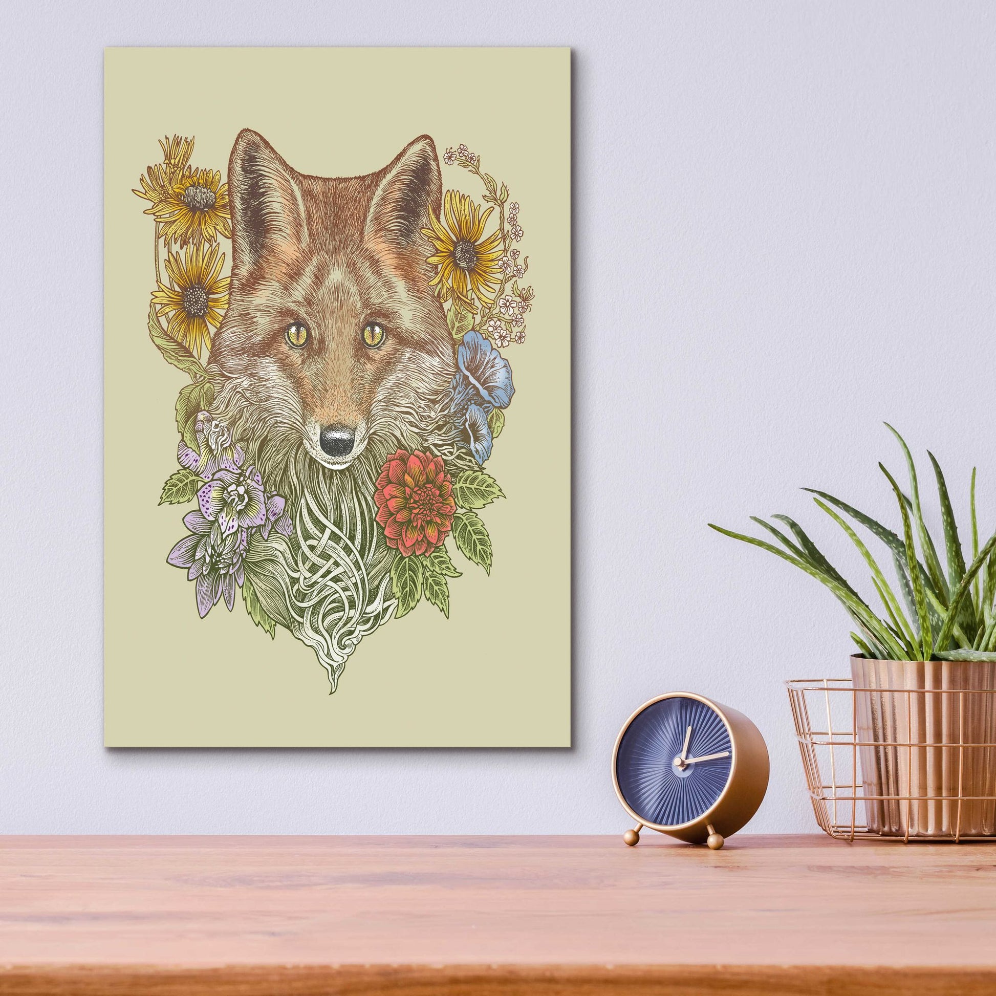 Epic Art 'Fox Garden' by Rachel Caldwell, Acrylic Glass Wall Art,12x16