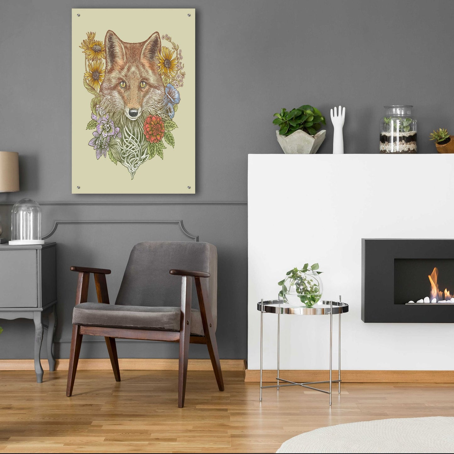 Epic Art 'Fox Garden' by Rachel Caldwell, Acrylic Glass Wall Art,24x36