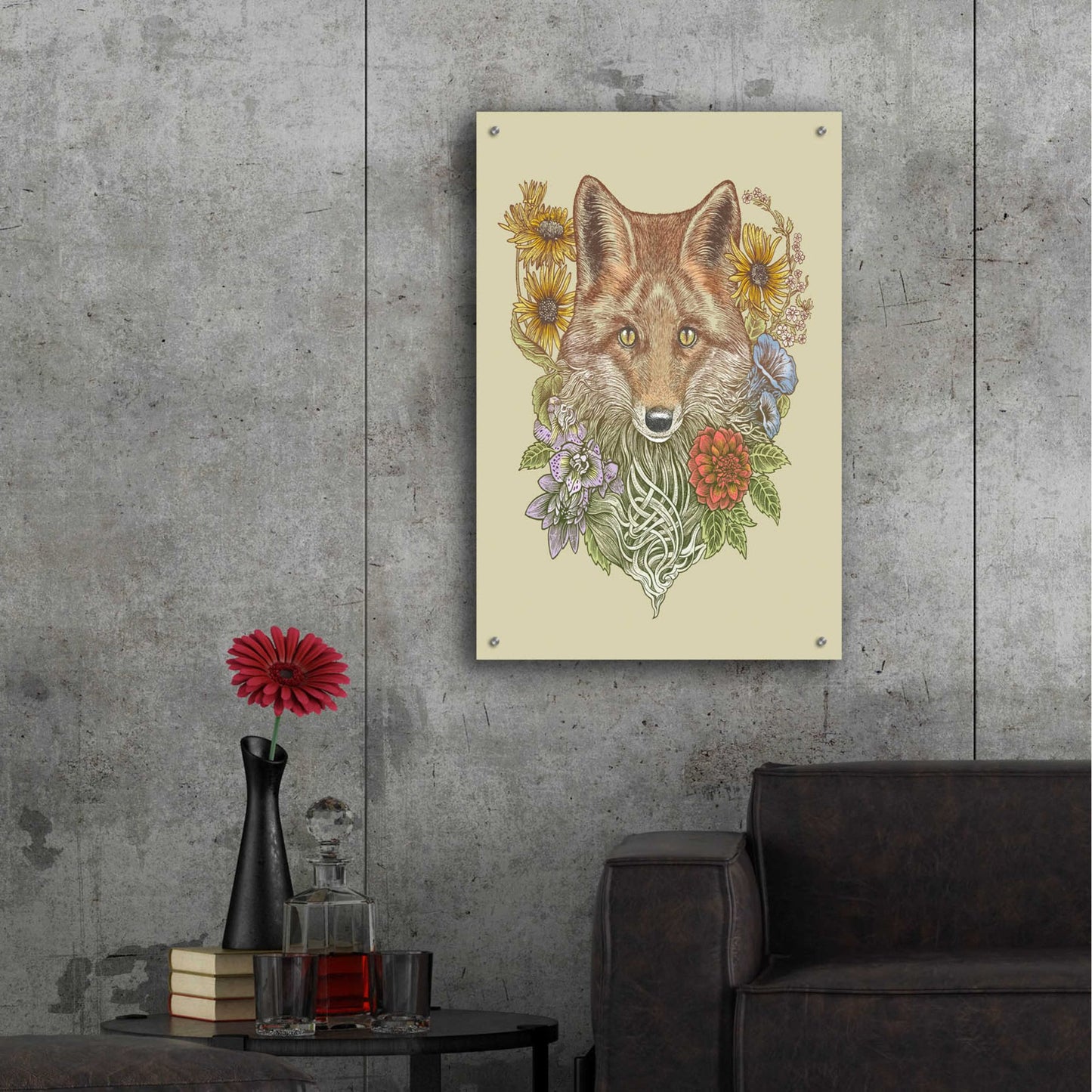 Epic Art 'Fox Garden' by Rachel Caldwell, Acrylic Glass Wall Art,24x36