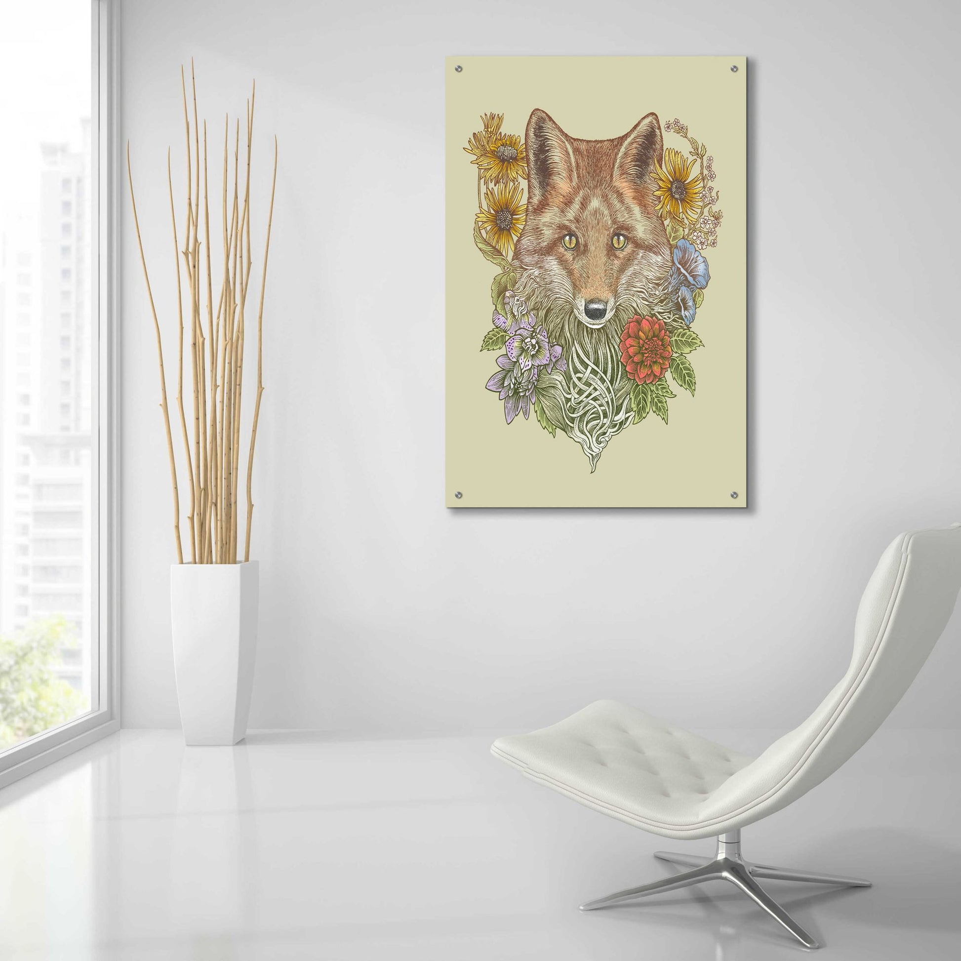 Epic Art 'Fox Garden' by Rachel Caldwell, Acrylic Glass Wall Art,24x36