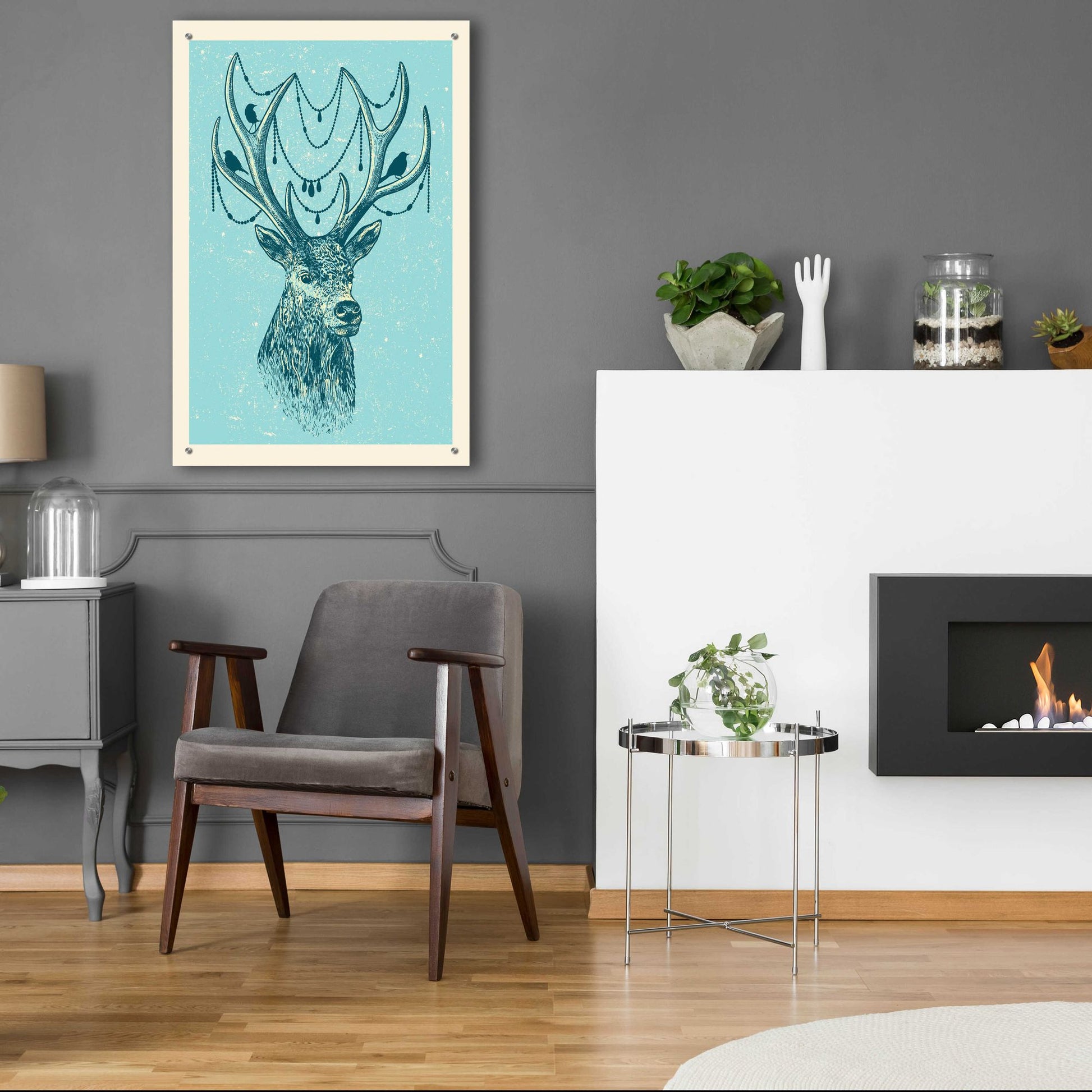 Epic Art 'Festive Reindeer' by Rachel Caldwell, Acrylic Glass Wall Art,24x36