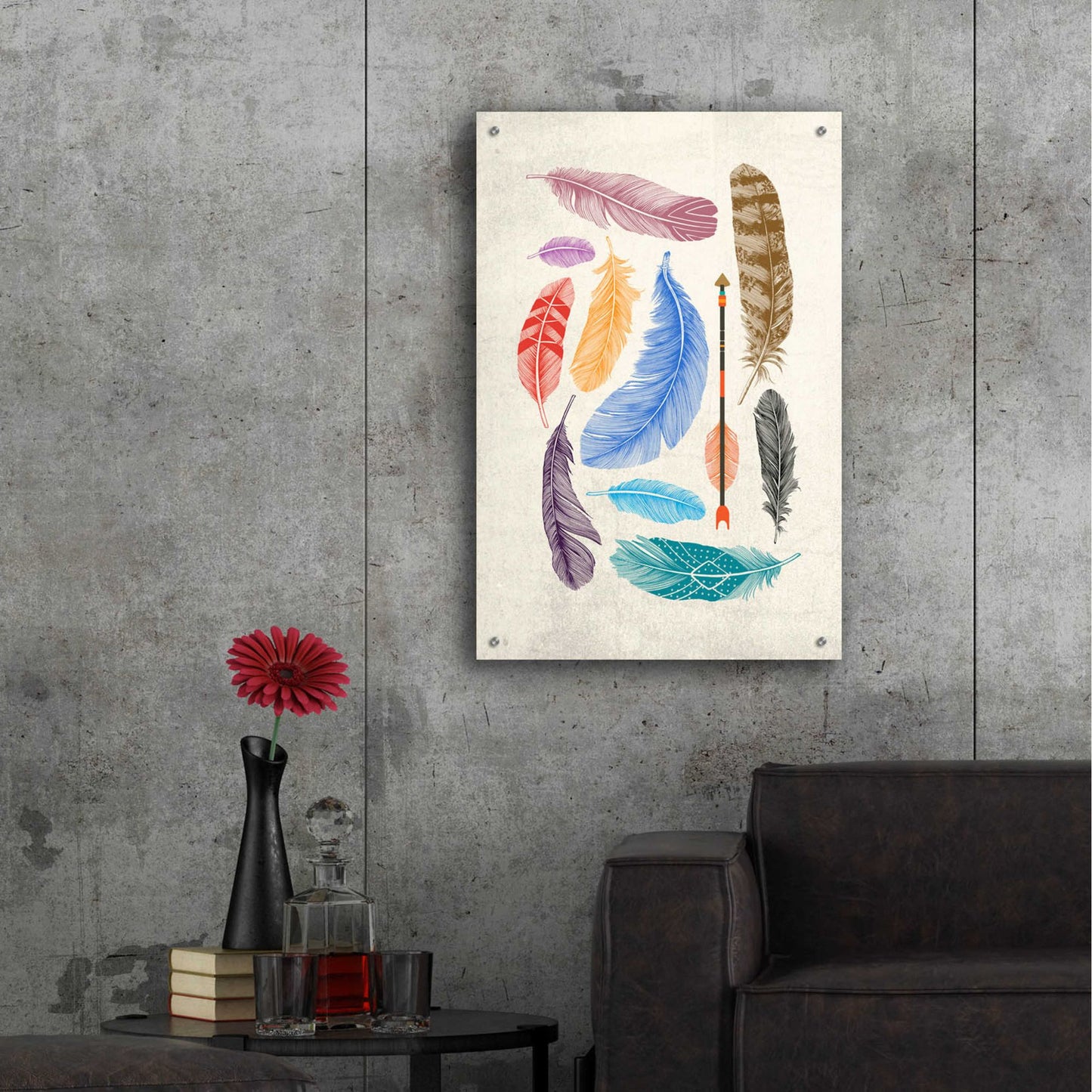 Epic Art 'Feather Collection' by Rachel Caldwell, Acrylic Glass Wall Art,24x36