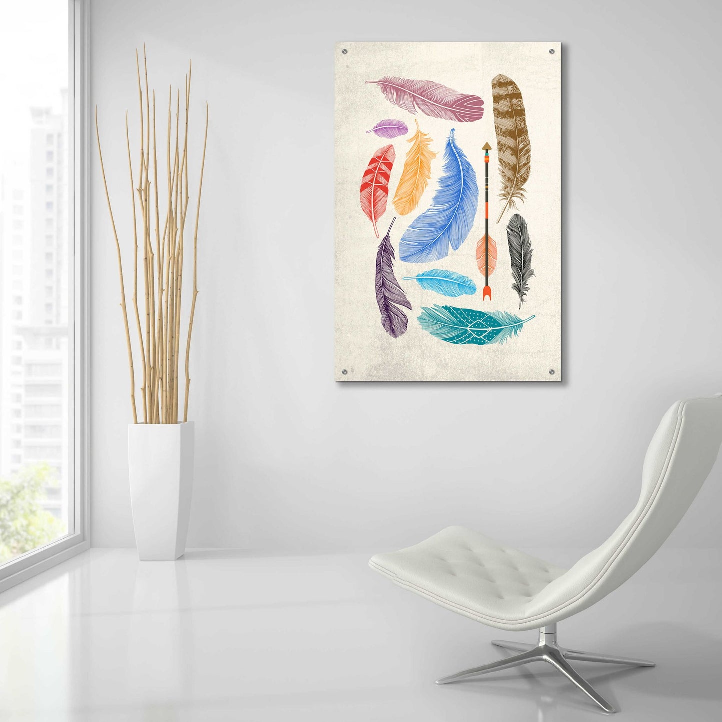 Epic Art 'Feather Collection' by Rachel Caldwell, Acrylic Glass Wall Art,24x36