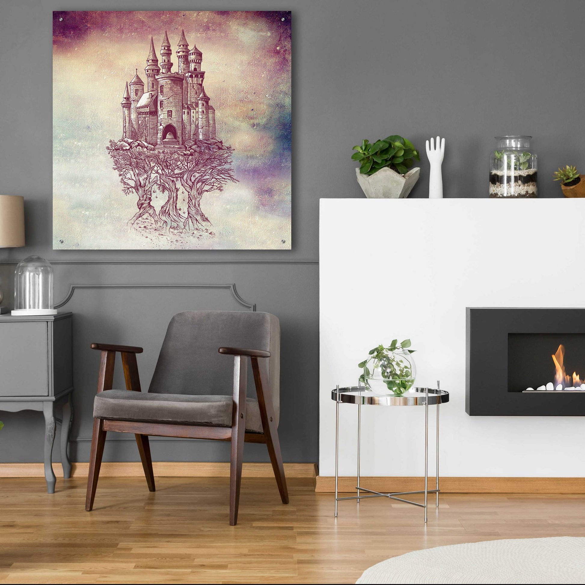 Epic Art 'Castle In Trees' by Rachel Caldwell, Acrylic Glass Wall Art,36x36