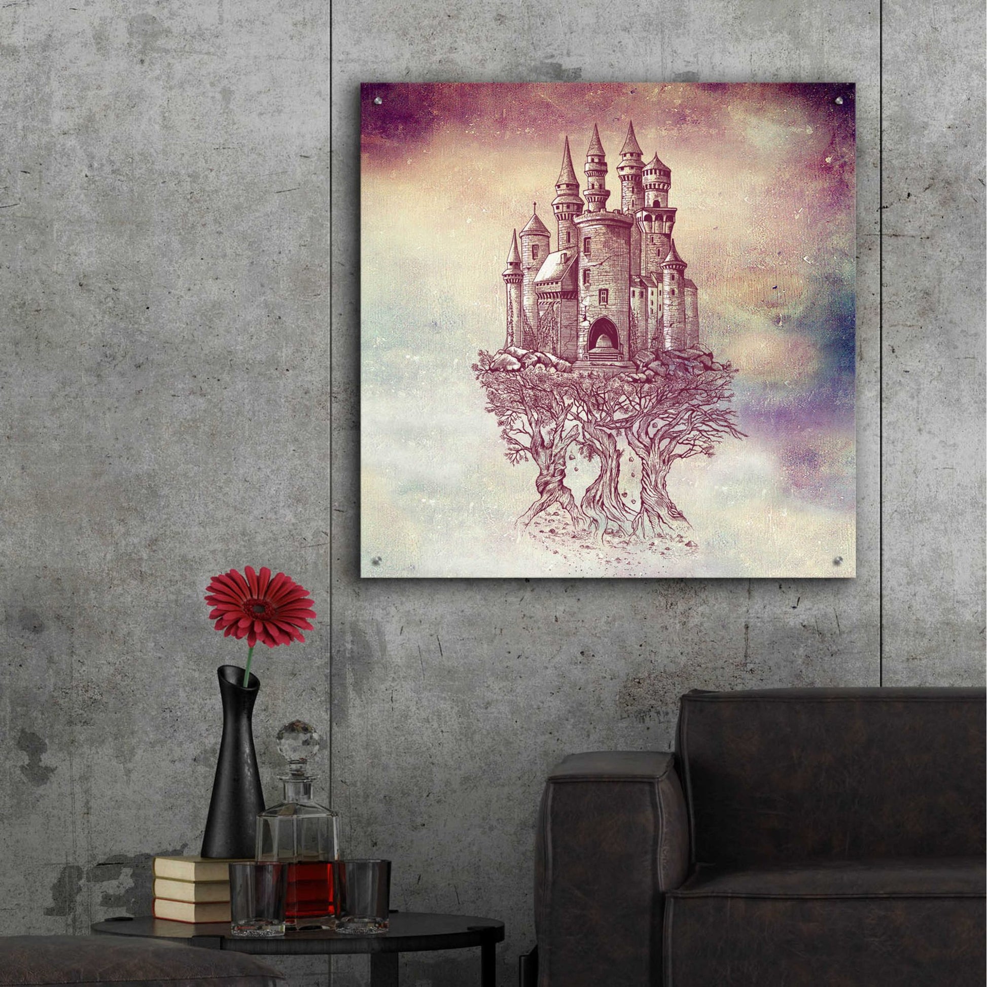 Epic Art 'Castle In Trees' by Rachel Caldwell, Acrylic Glass Wall Art,36x36