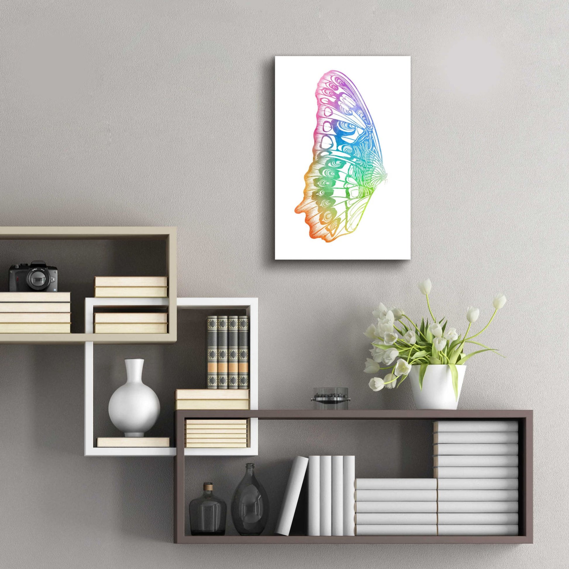 Epic Art 'Butterfly Wing Watercolor' by Rachel Caldwell, Acrylic Glass Wall Art,16x24