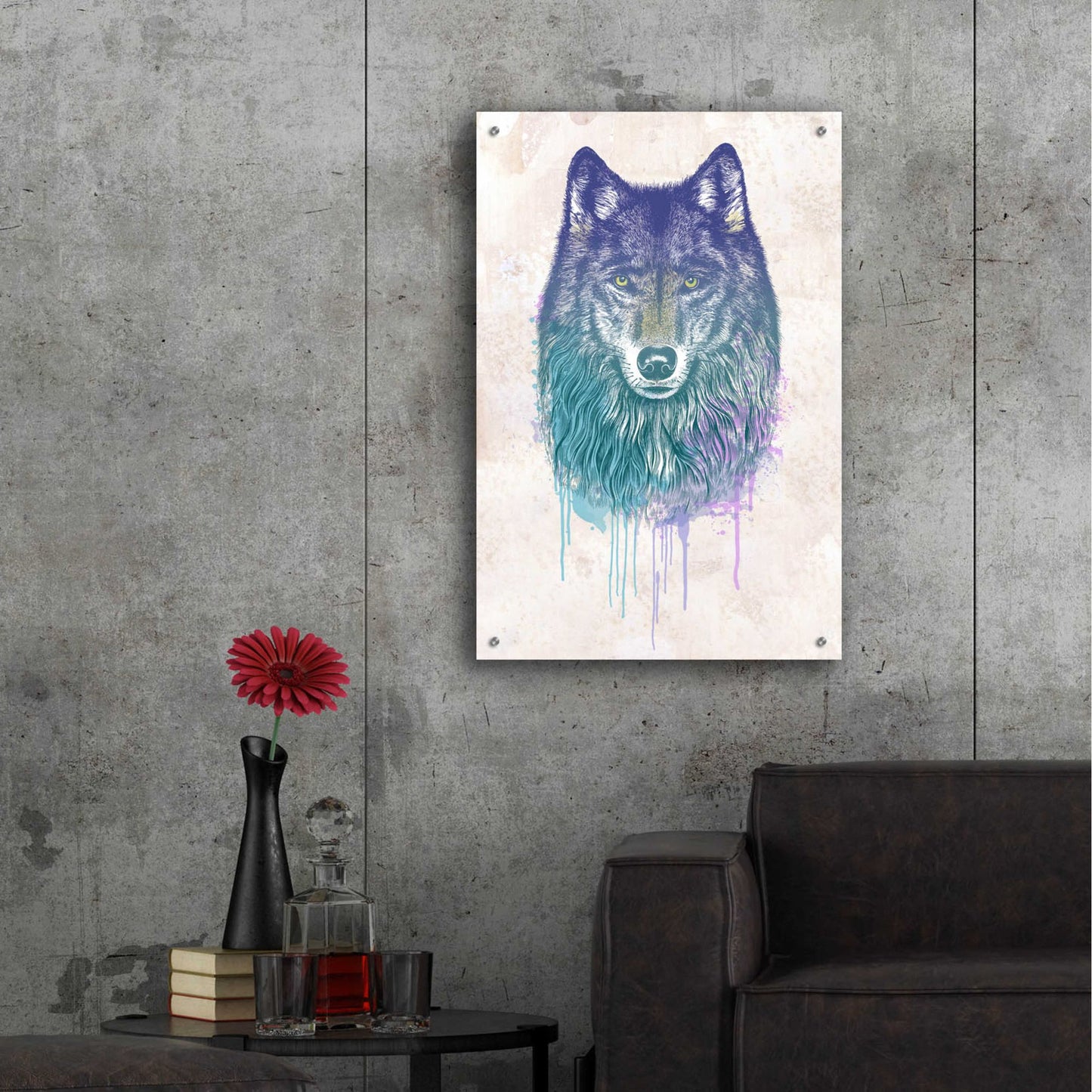 Epic Art 'Wolf Dream' by Rachel Caldwell, Acrylic Glass Wall Art,24x36