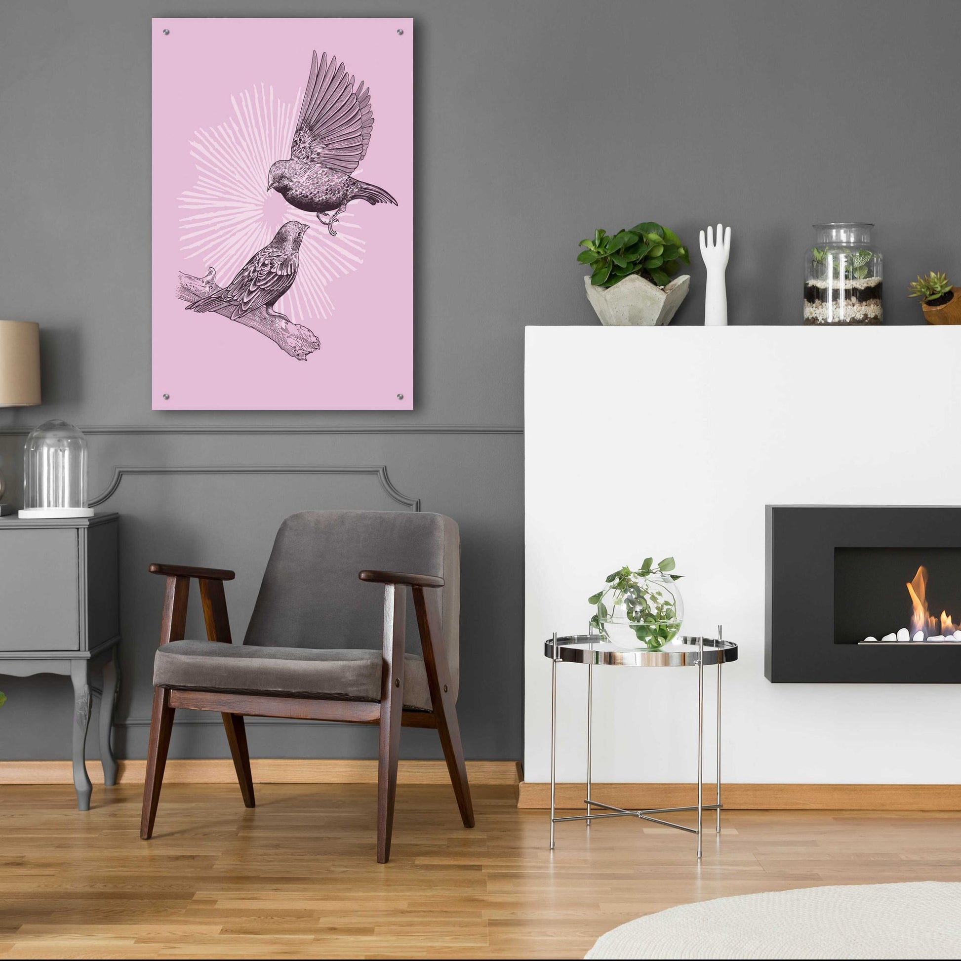 Epic Art 'Two Birds' by Rachel Caldwell, Acrylic Glass Wall Art,24x36