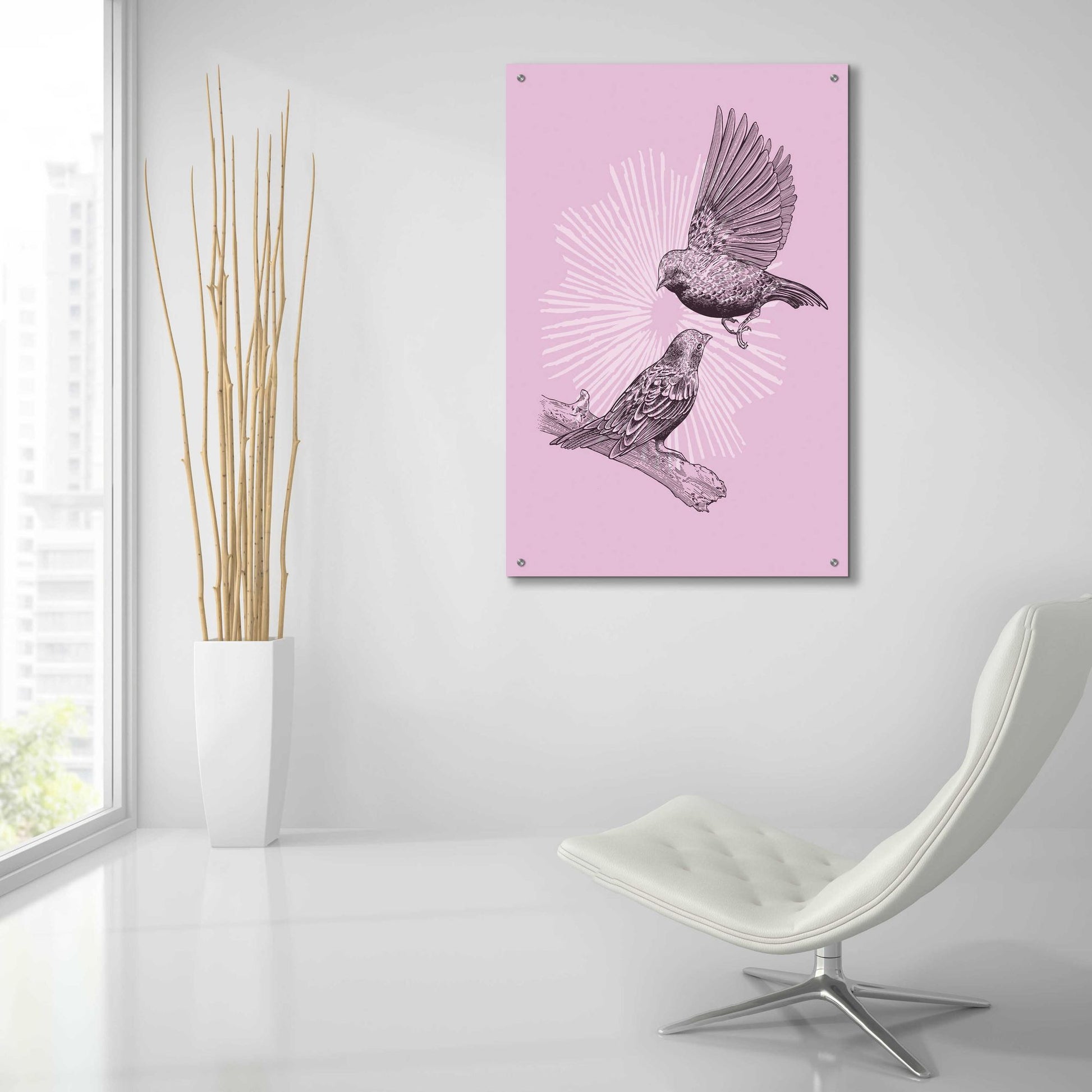 Epic Art 'Two Birds' by Rachel Caldwell, Acrylic Glass Wall Art,24x36