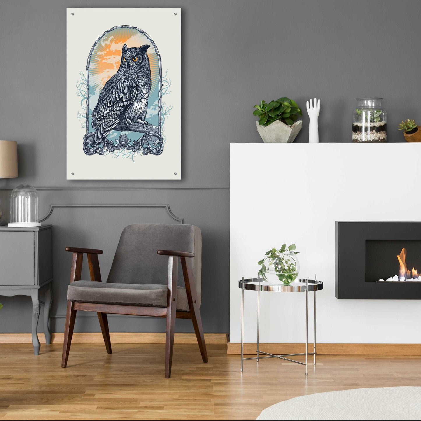 Epic Art 'Twilight Owl' by Rachel Caldwell, Acrylic Glass Wall Art,24x36