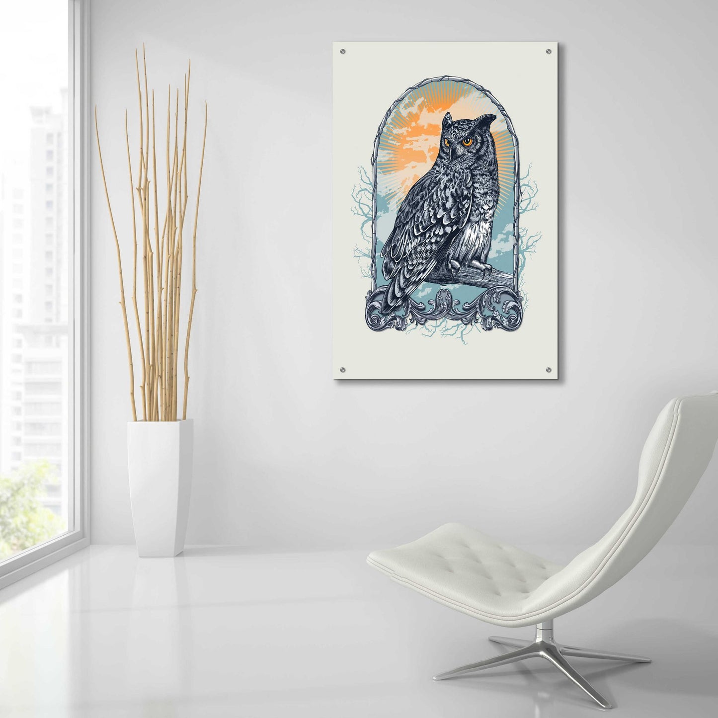 Epic Art 'Twilight Owl' by Rachel Caldwell, Acrylic Glass Wall Art,24x36