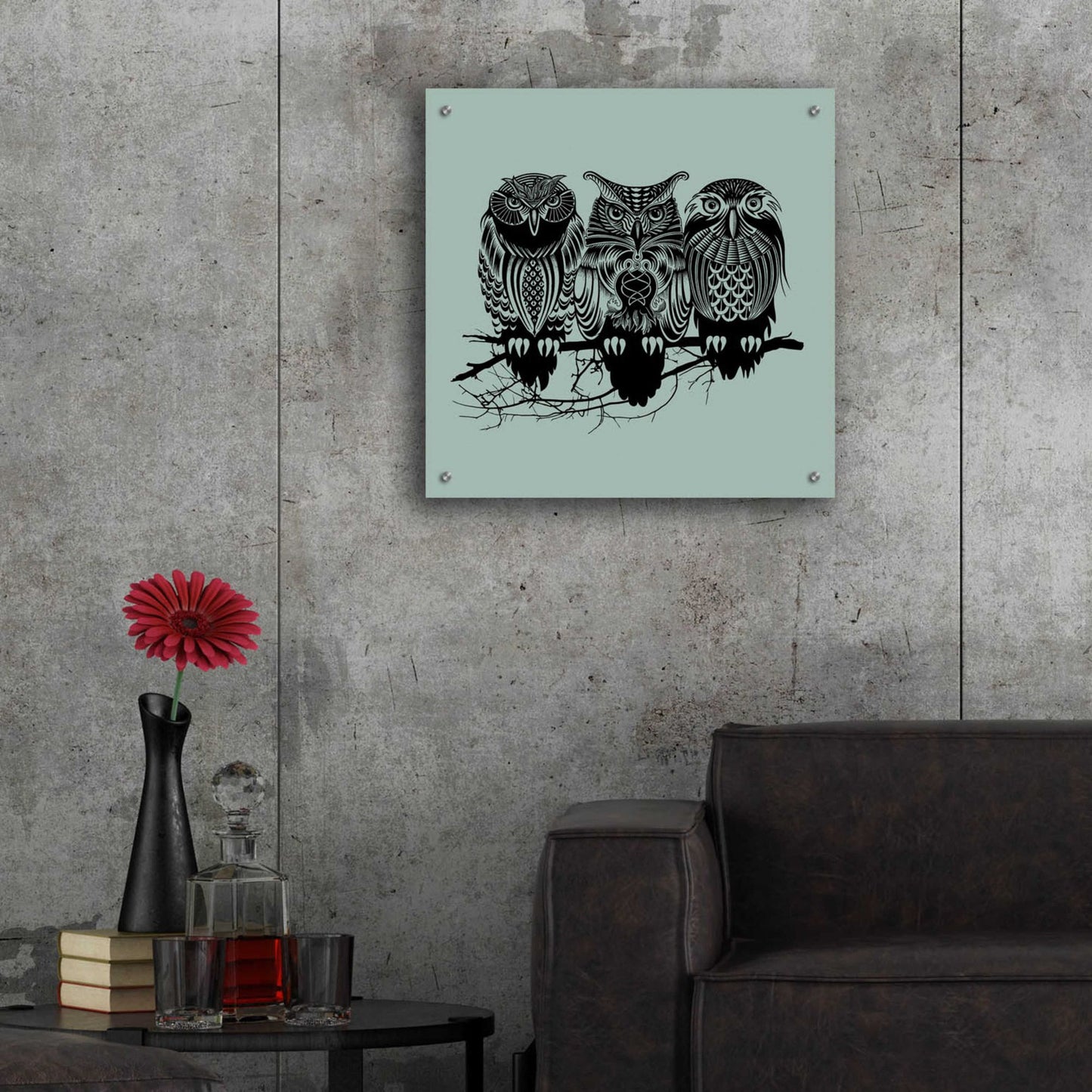 Epic Art 'Owls Of The Nile' by Rachel Caldwell, Acrylic Glass Wall Art,24x24