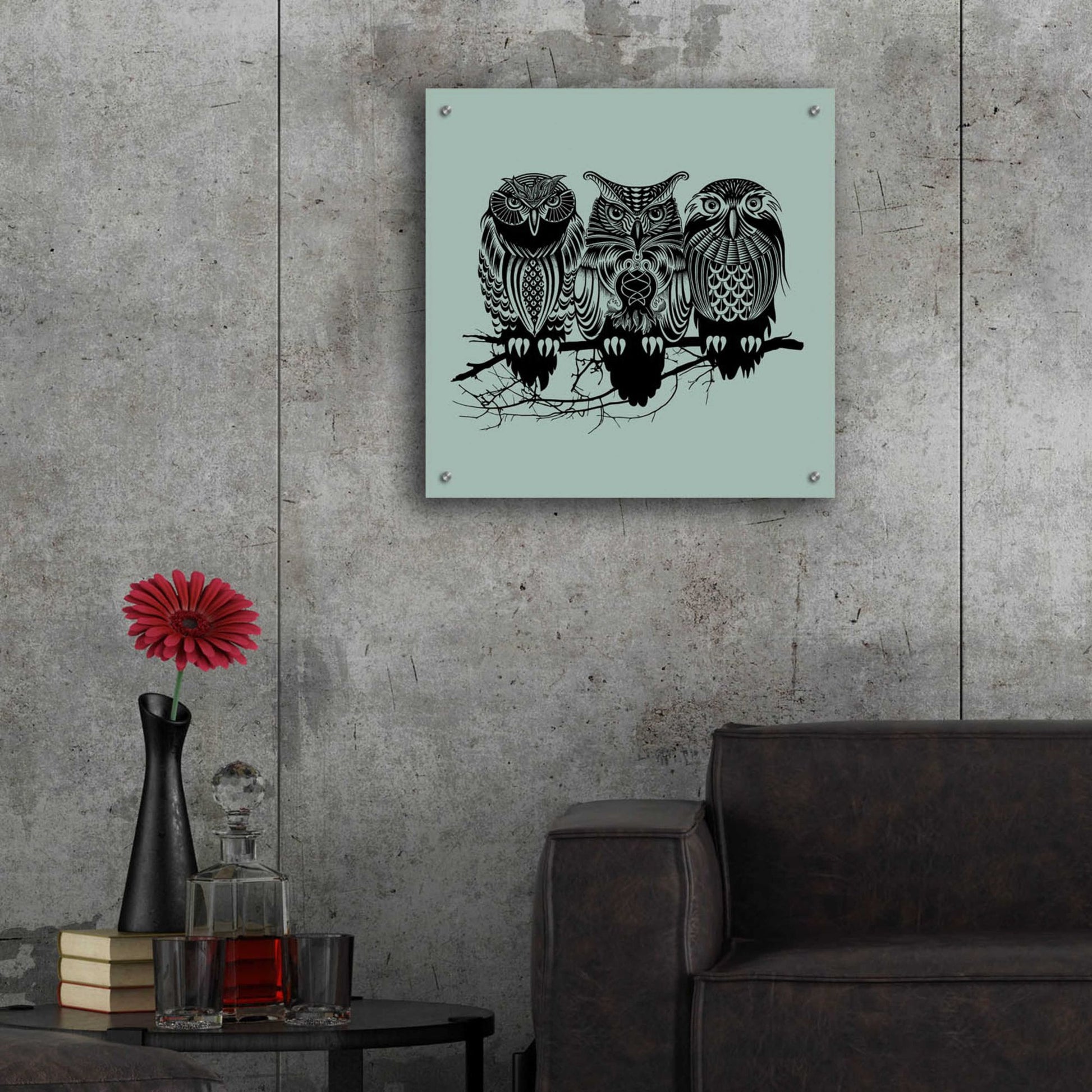 Epic Art 'Owls Of The Nile' by Rachel Caldwell, Acrylic Glass Wall Art,24x24