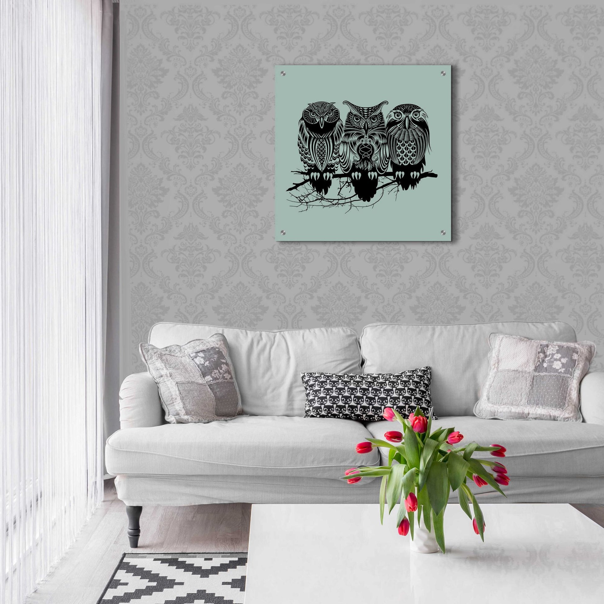 Epic Art 'Owls Of The Nile' by Rachel Caldwell, Acrylic Glass Wall Art,24x24