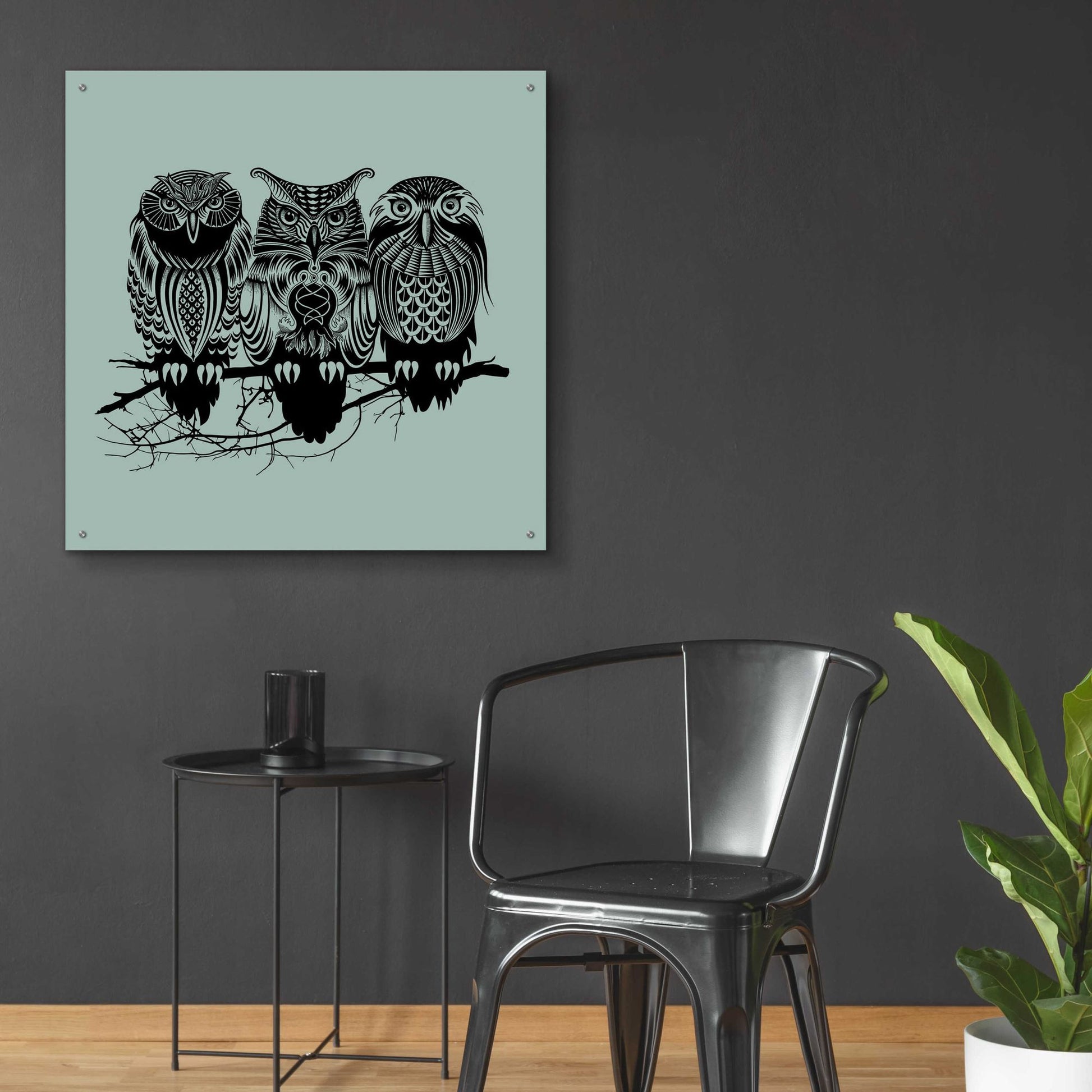 Epic Art 'Owls Of The Nile' by Rachel Caldwell, Acrylic Glass Wall Art,36x36