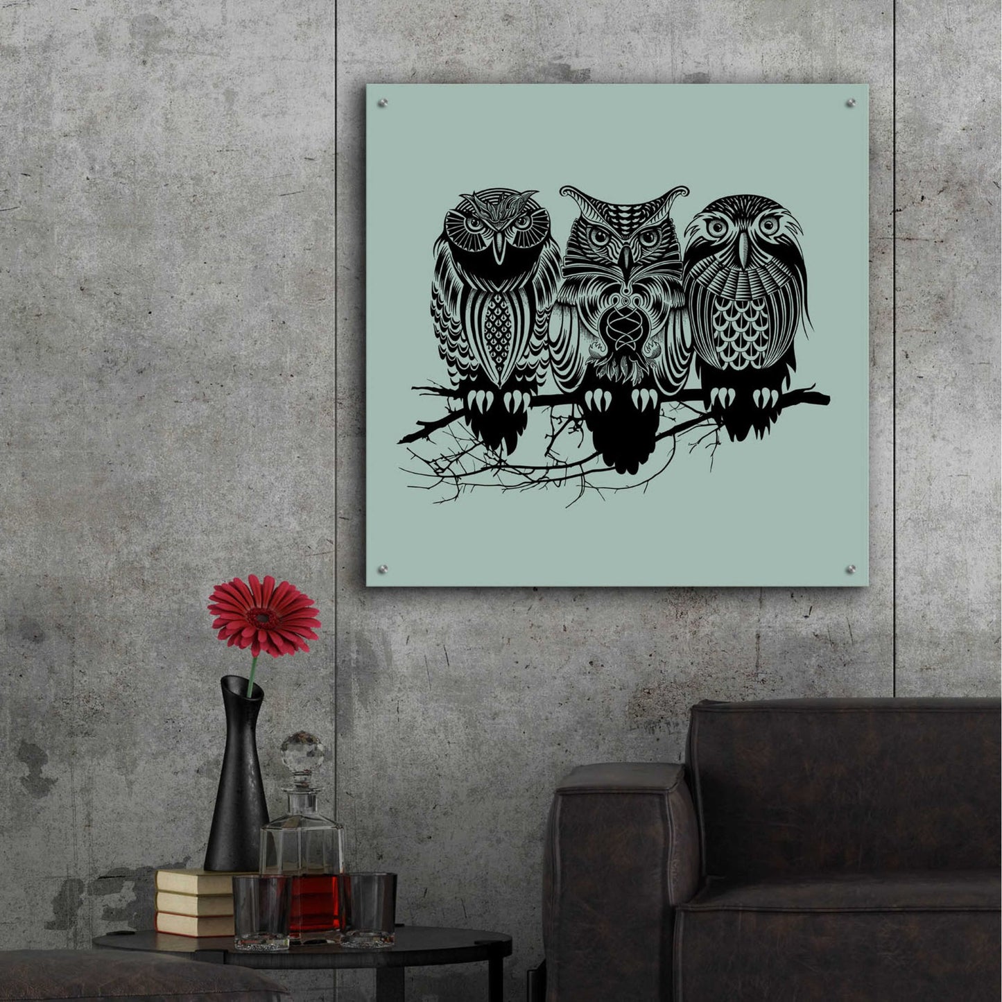 Epic Art 'Owls Of The Nile' by Rachel Caldwell, Acrylic Glass Wall Art,36x36