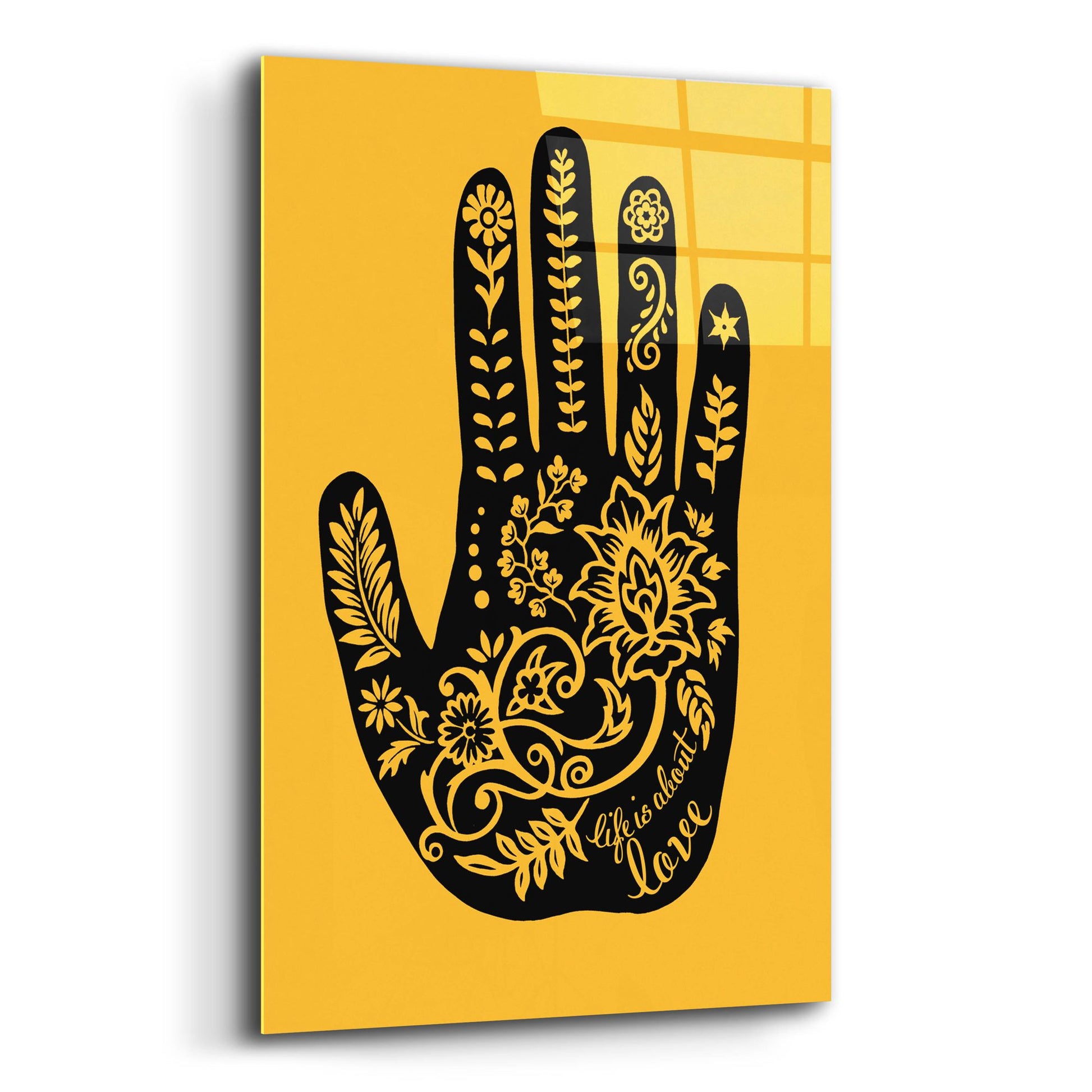 Epic Art 'Love Hand' by Rachel Caldwell, Acrylic Glass Wall Art,12x16