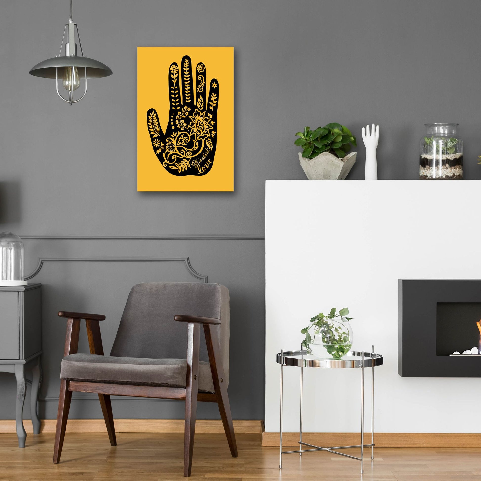 Epic Art 'Love Hand' by Rachel Caldwell, Acrylic Glass Wall Art,16x24