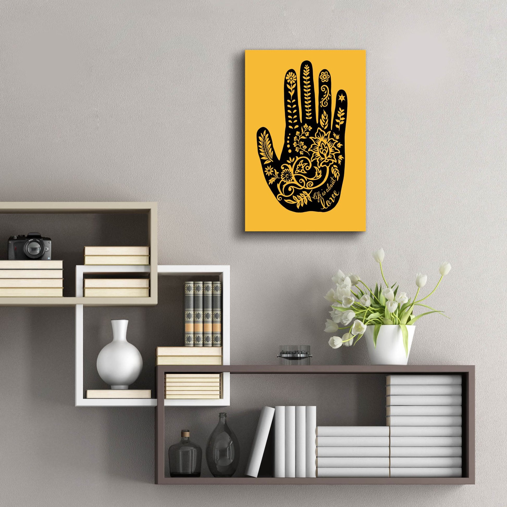 Epic Art 'Love Hand' by Rachel Caldwell, Acrylic Glass Wall Art,16x24