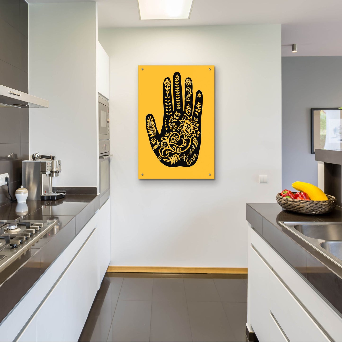 Epic Art 'Love Hand' by Rachel Caldwell, Acrylic Glass Wall Art,24x36