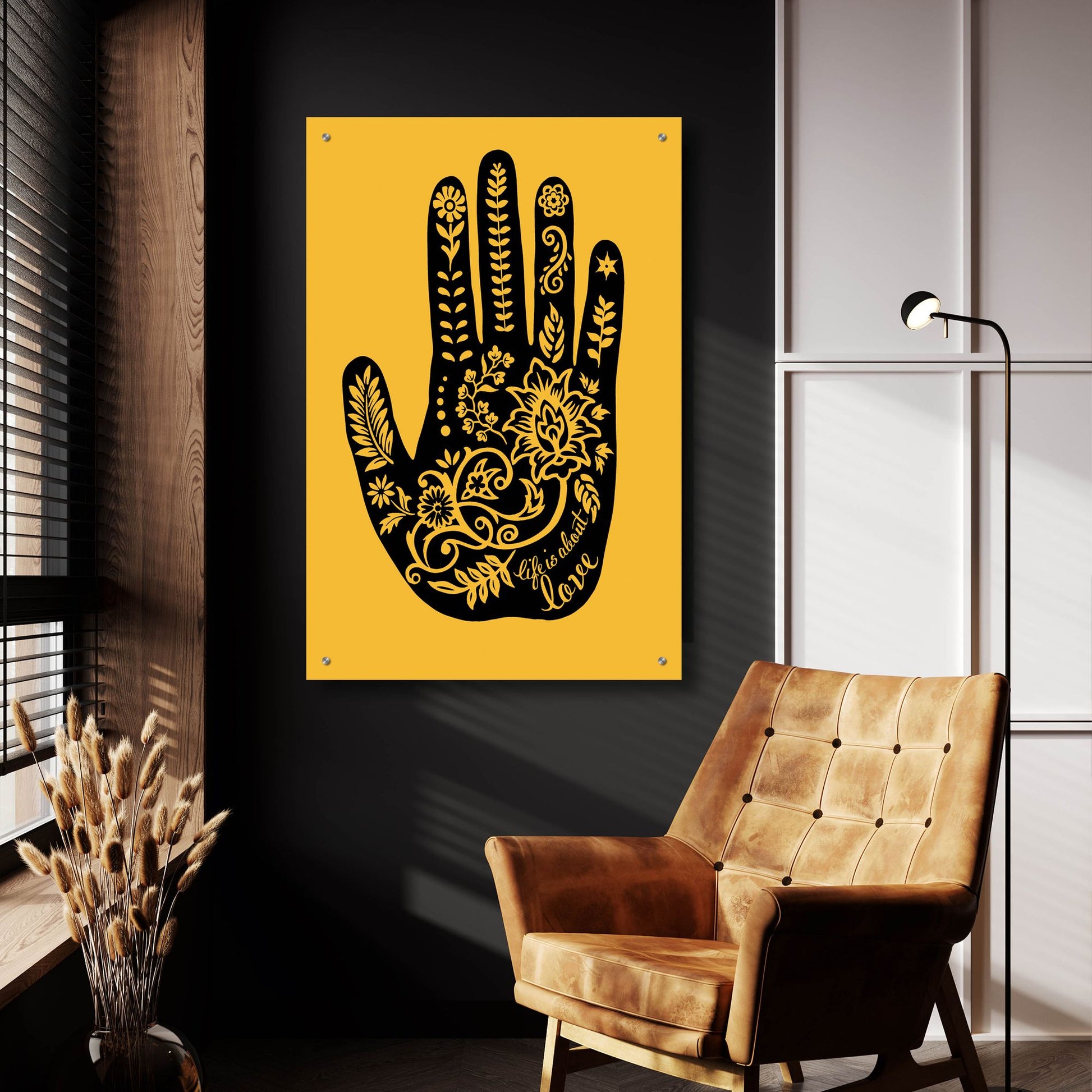 Epic Art 'Love Hand' by Rachel Caldwell, Acrylic Glass Wall Art,24x36