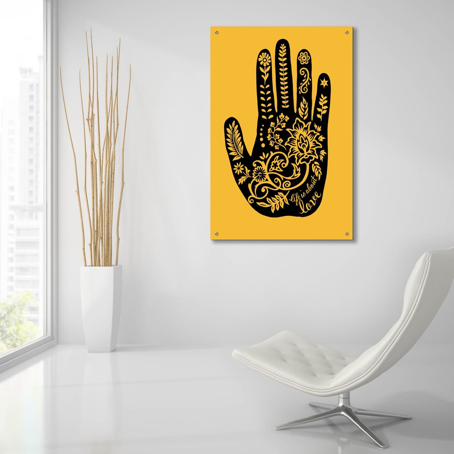 Epic Art 'Love Hand' by Rachel Caldwell, Acrylic Glass Wall Art,24x36