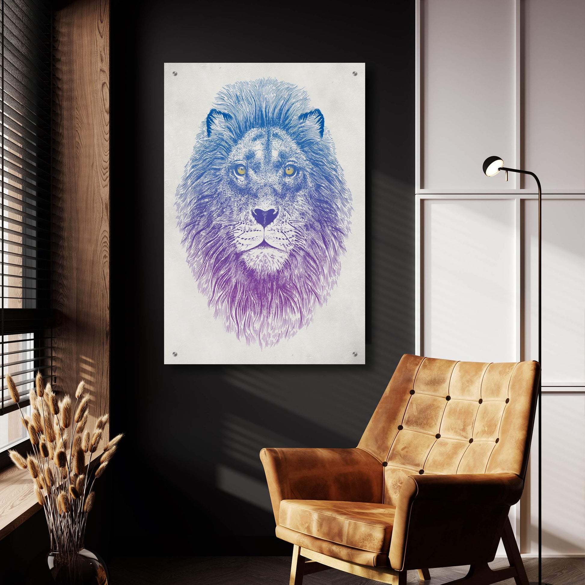 Epic Art 'Lion Face' by Rachel Caldwell, Acrylic Glass Wall Art,24x36