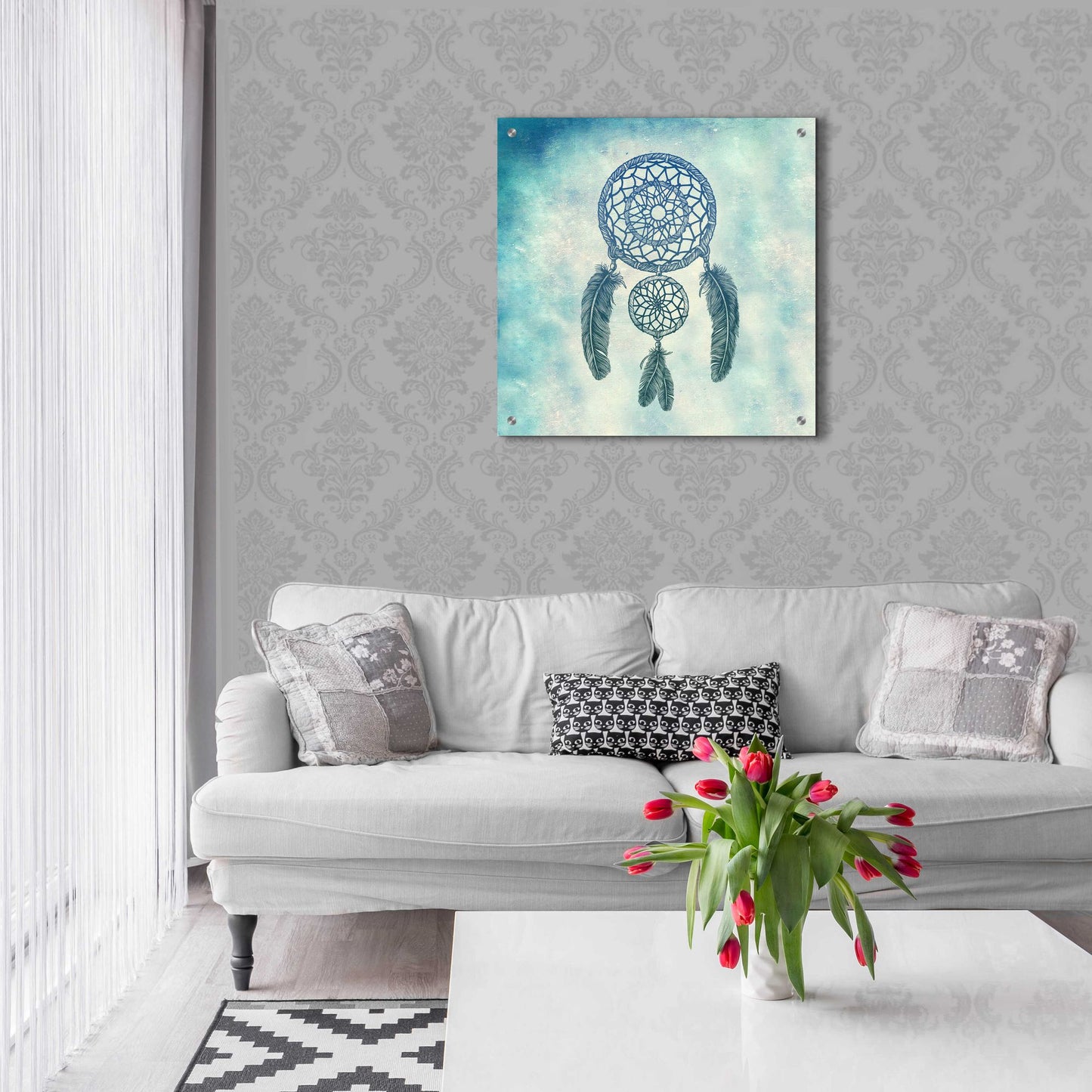 Epic Art 'Double Dream Catcher' by Rachel Caldwell, Acrylic Glass Wall Art,24x24