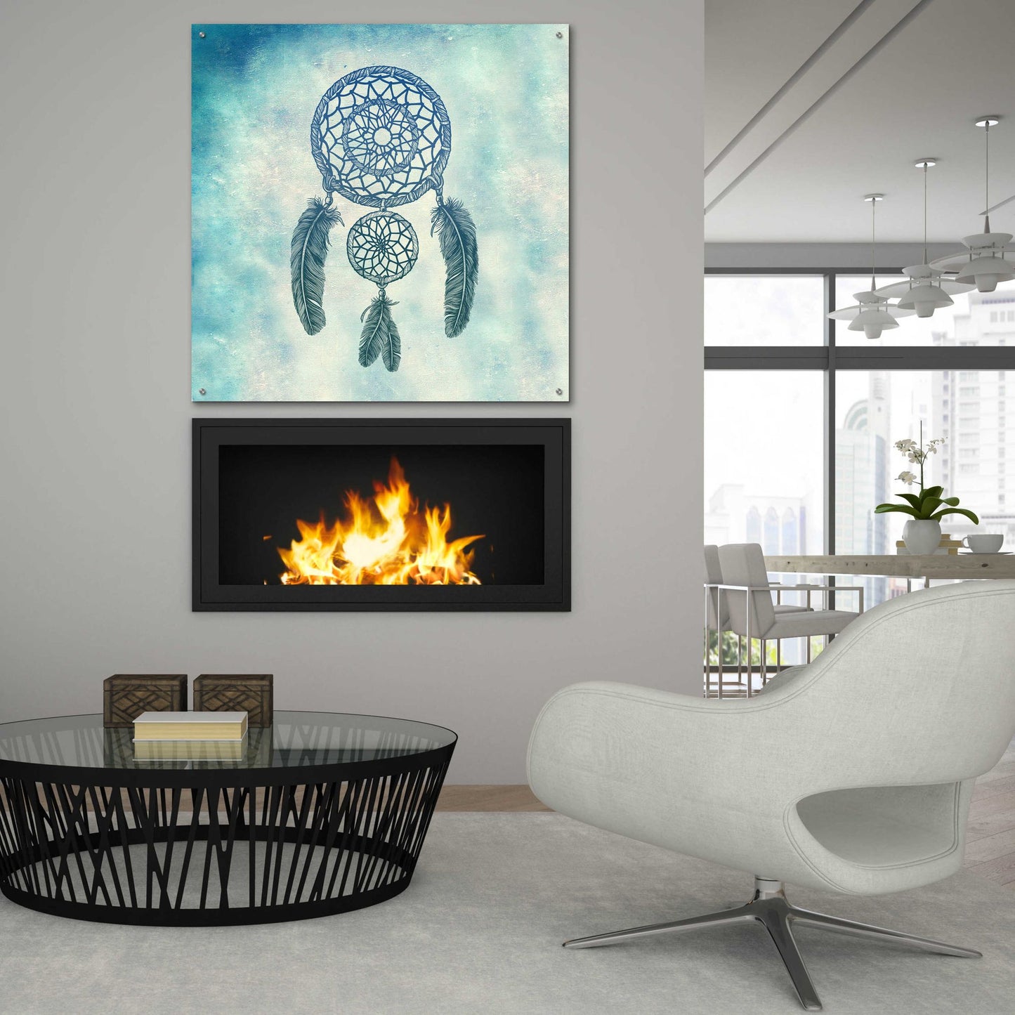 Epic Art 'Double Dream Catcher' by Rachel Caldwell, Acrylic Glass Wall Art,36x36