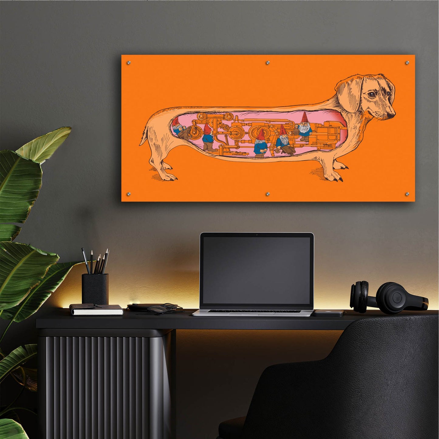 Epic Art 'Dachshund' by Rachel Caldwell, Acrylic Glass Wall Art,48x24