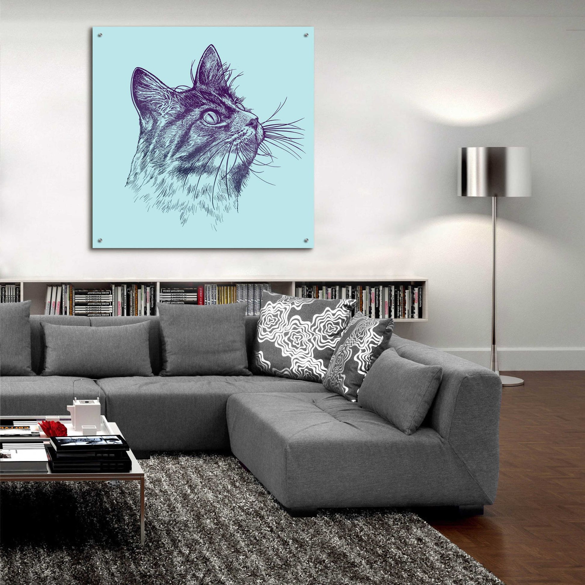 Epic Art 'Cat Looking Up' by Rachel Caldwell, Acrylic Glass Wall Art,36x36