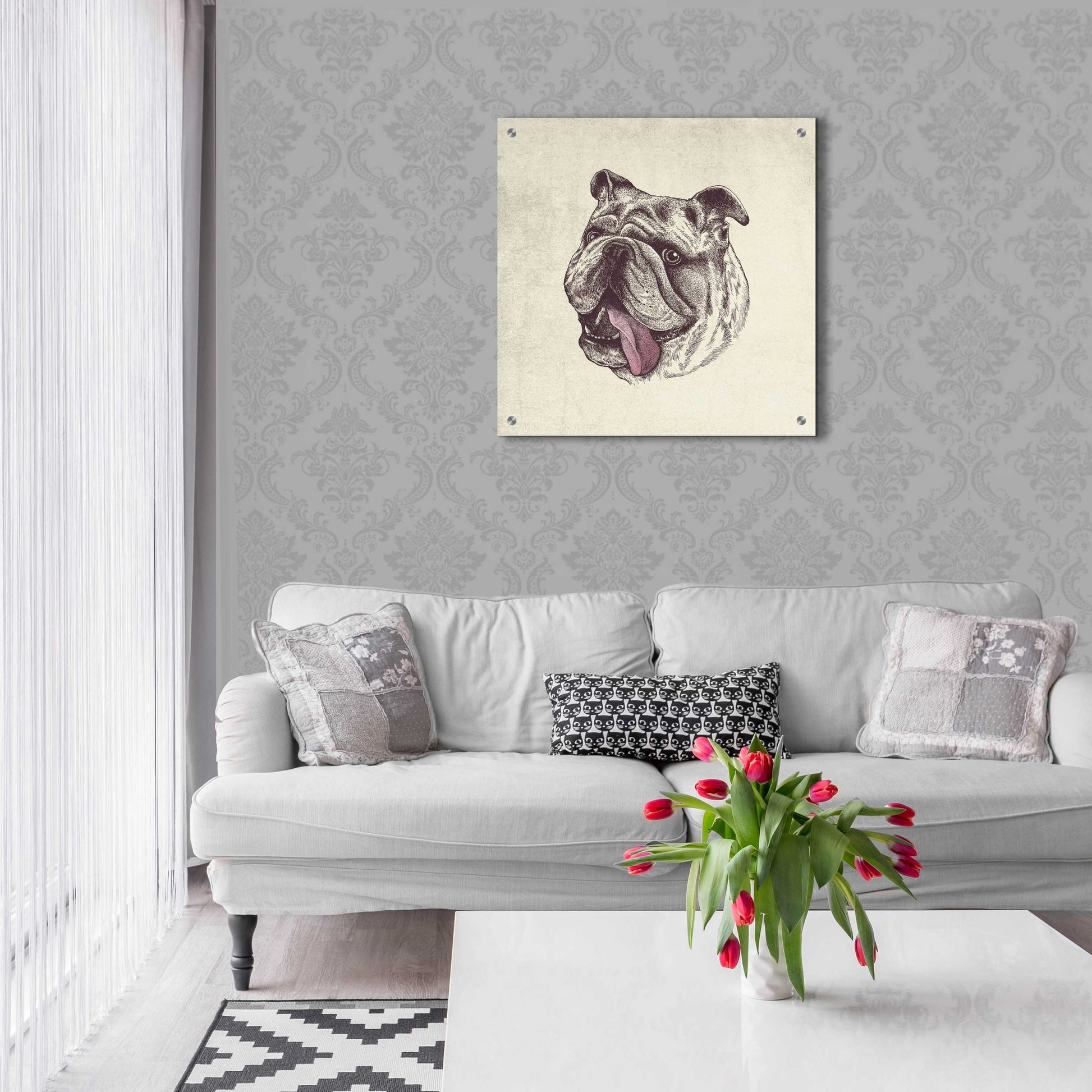 Epic Art 'Bulldog King' by Rachel Caldwell, Acrylic Glass Wall Art,24x24