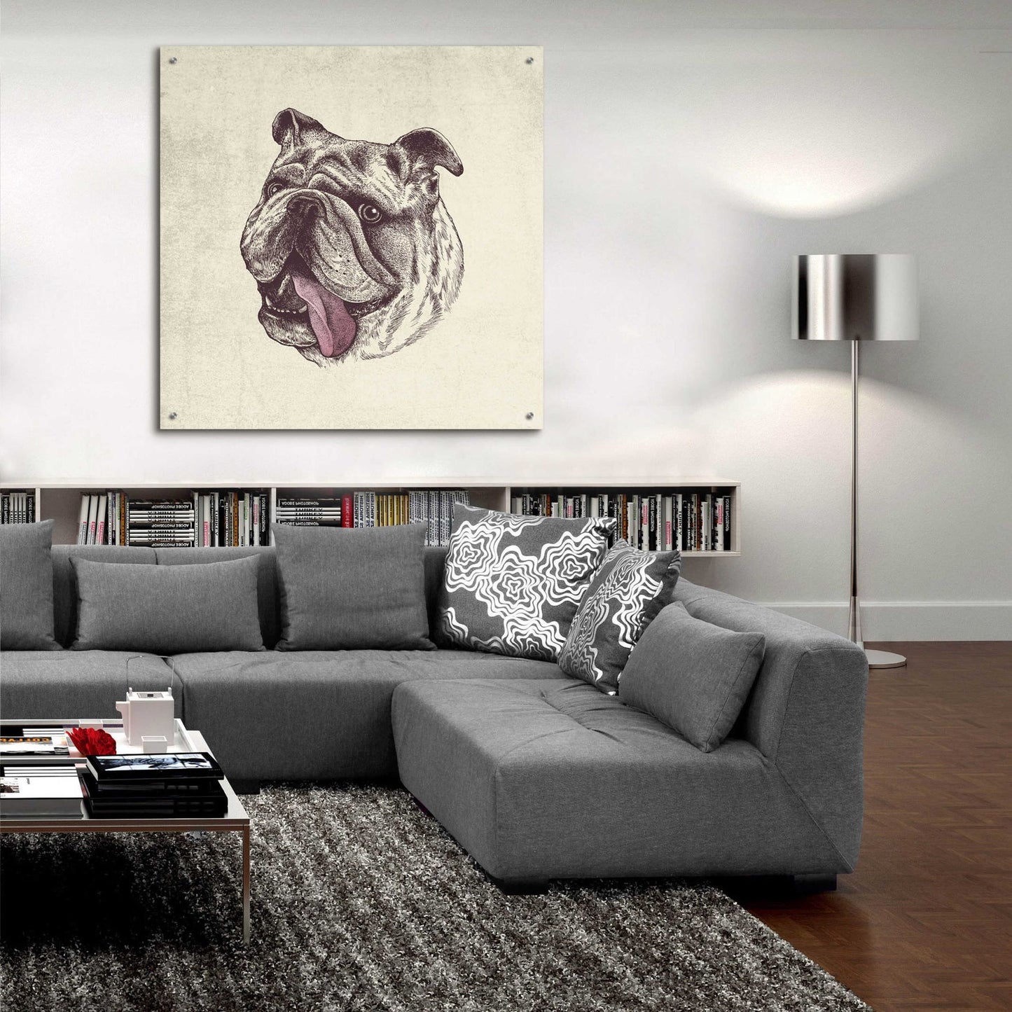 Epic Art 'Bulldog King' by Rachel Caldwell, Acrylic Glass Wall Art,36x36