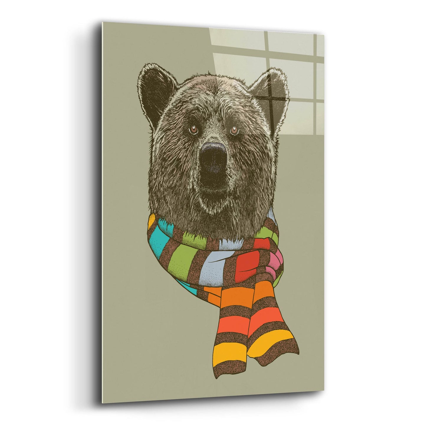 Epic Art 'Bear Scarf' by Rachel Caldwell, Acrylic Glass Wall Art,12x16