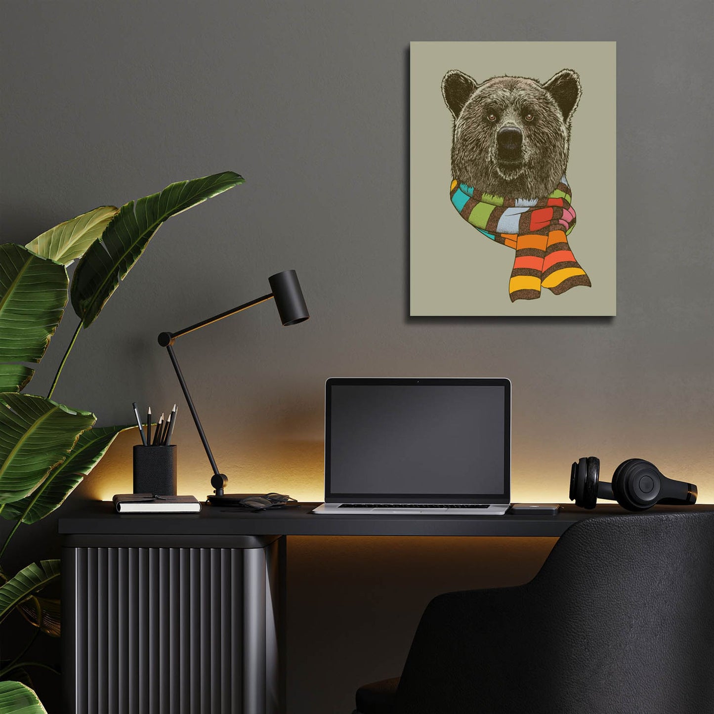 Epic Art 'Bear Scarf' by Rachel Caldwell, Acrylic Glass Wall Art,12x16