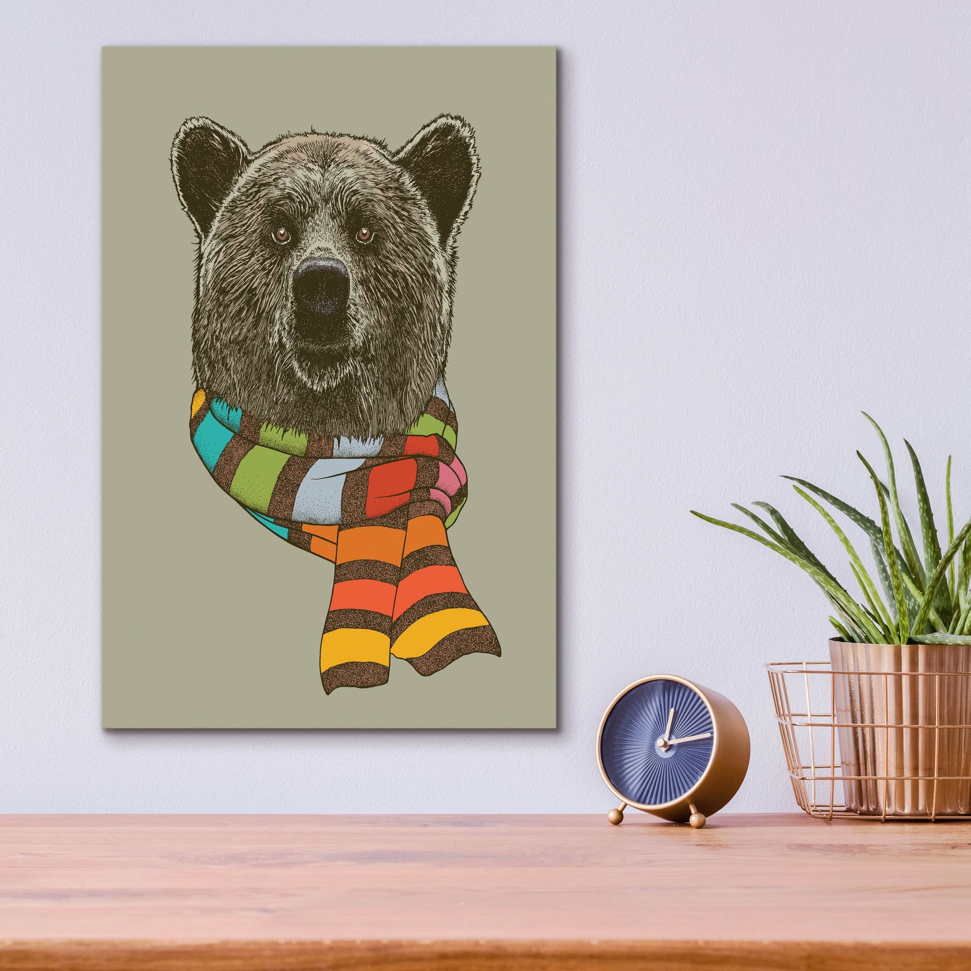 Epic Art 'Bear Scarf' by Rachel Caldwell, Acrylic Glass Wall Art,12x16