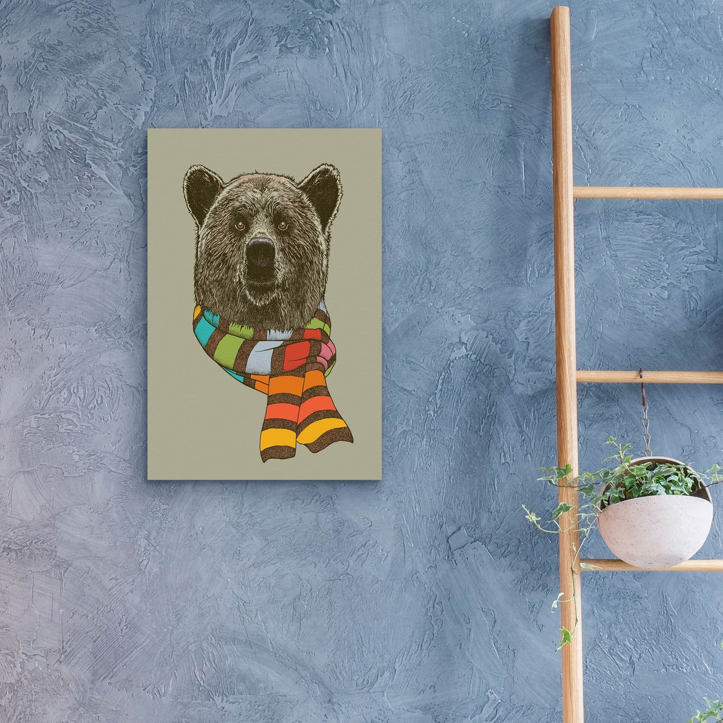 Epic Art 'Bear Scarf' by Rachel Caldwell, Acrylic Glass Wall Art,16x24