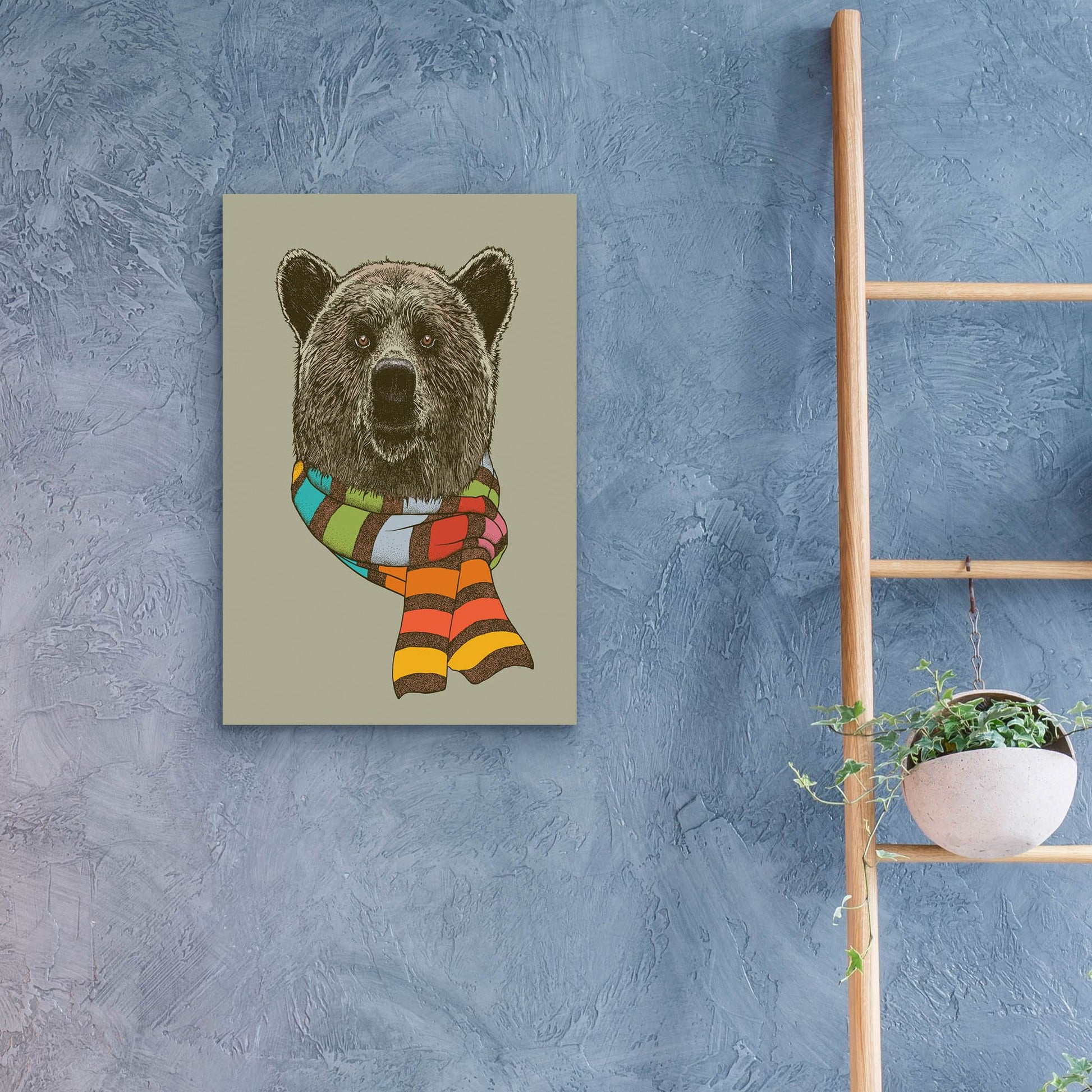 Epic Art 'Bear Scarf' by Rachel Caldwell, Acrylic Glass Wall Art,16x24