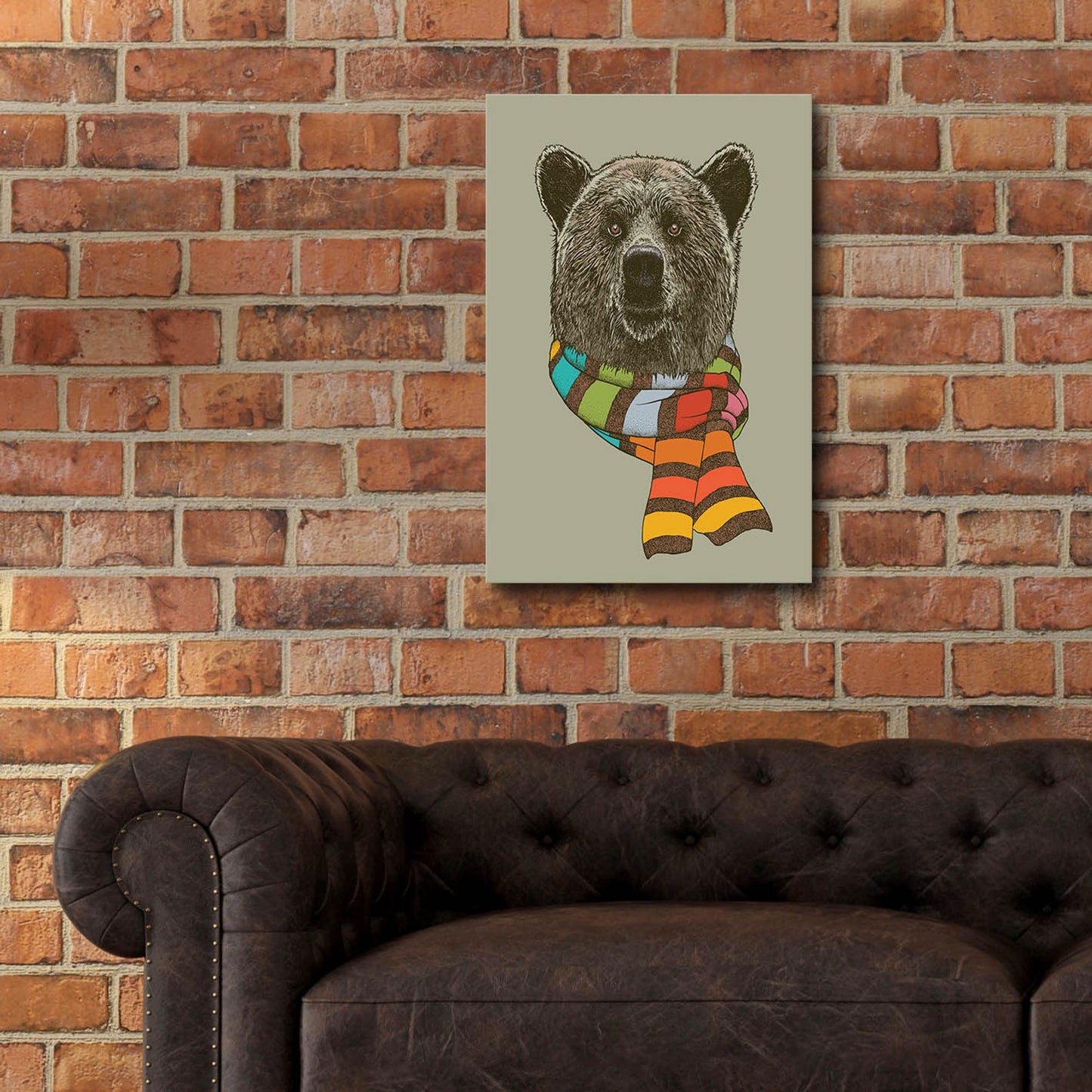 Epic Art 'Bear Scarf' by Rachel Caldwell, Acrylic Glass Wall Art,16x24