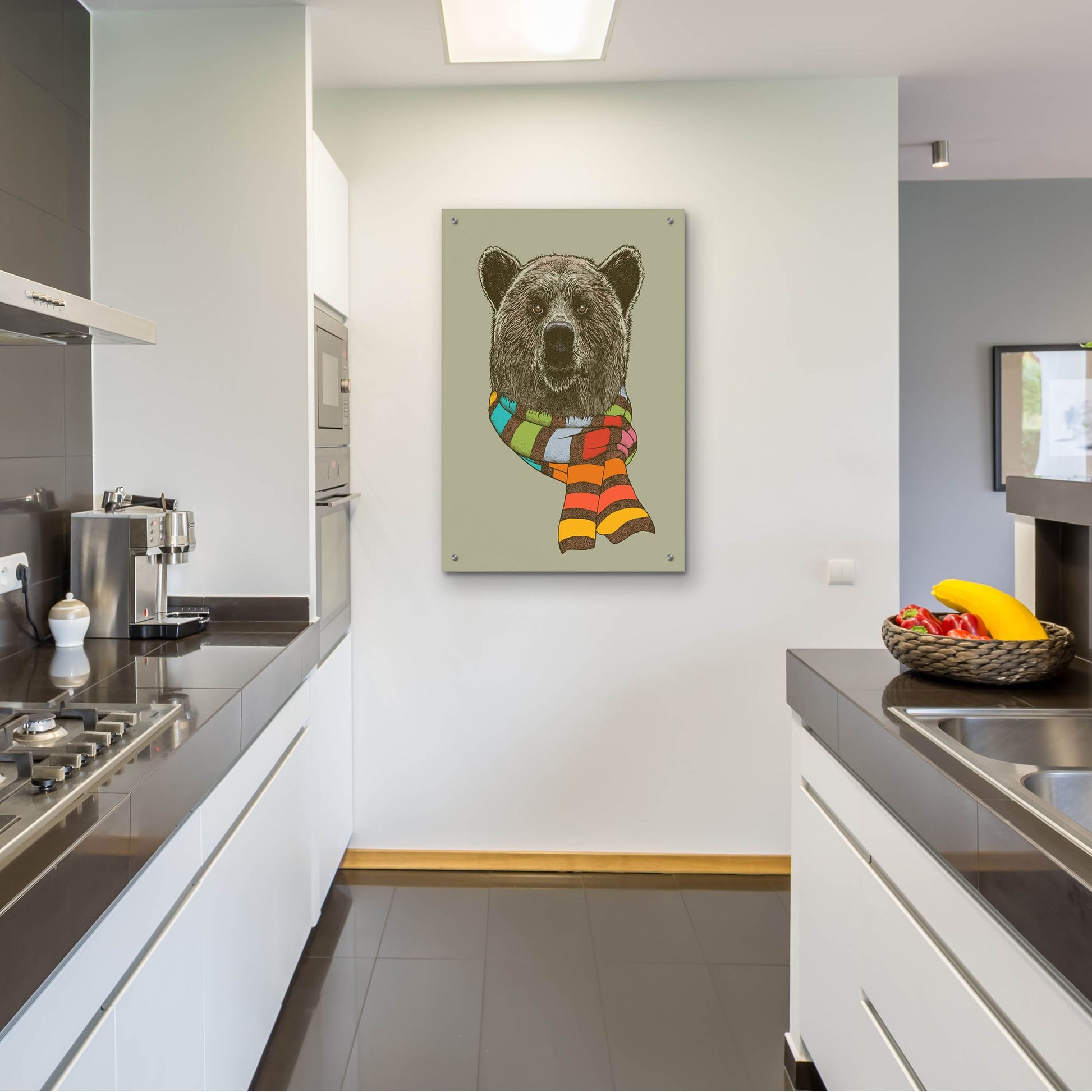 Epic Art 'Bear Scarf' by Rachel Caldwell, Acrylic Glass Wall Art,24x36